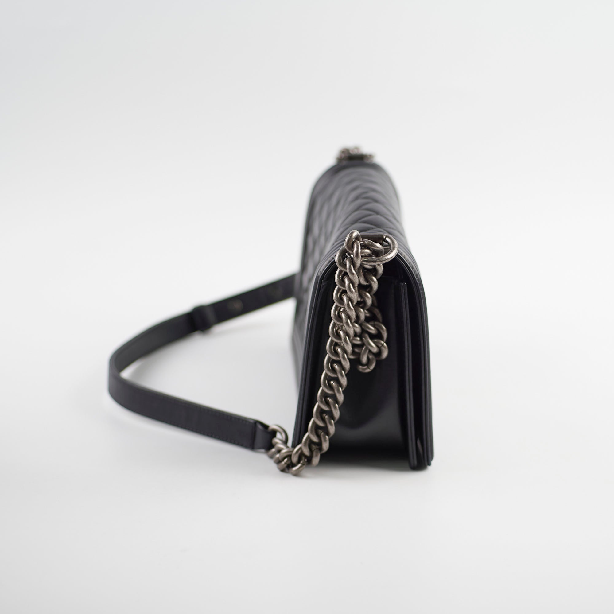 Chanel Old Medium Boy Bag Black Lambskin Leather 23 Series - Luxury Handbag for Women, Perfect for Parties, Work & Everyday Use