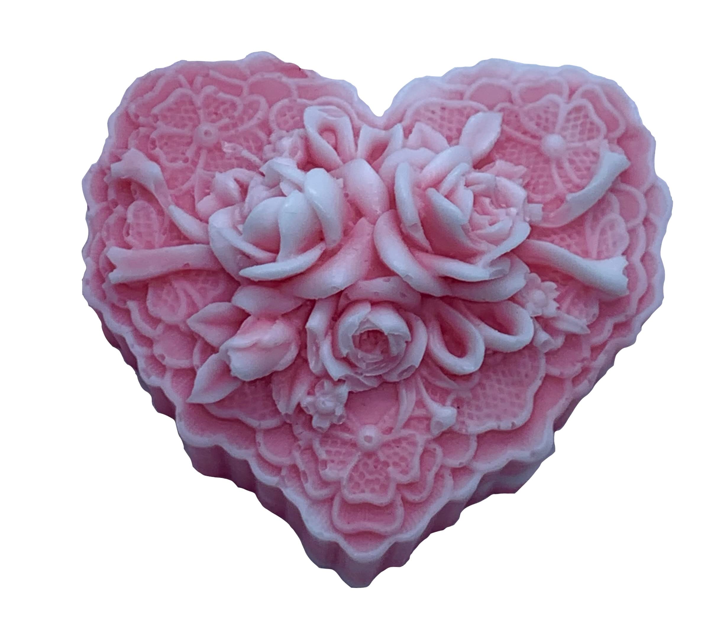 Romantic Lace Heart Shaped Soap - Perfect Valentine's Day Gift for Her, Pink Handmade Soap with Elegant Lace Design - Ideal for Anniversary, Wedding Favors, Bridal Shower, and Romantic Bath Time