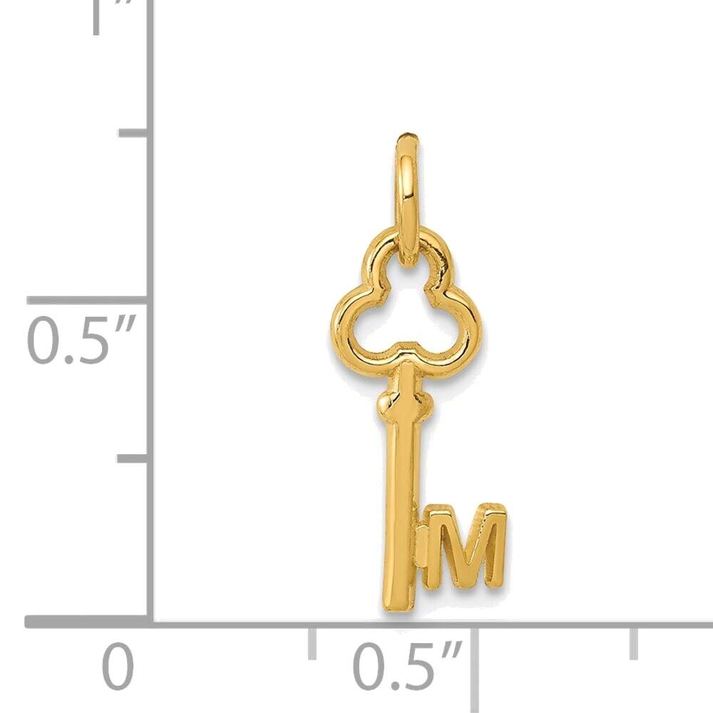 14K Yellow Gold Letter M Key Charm Necklace - Personalized Initial Jewelry for Women, Gifts for Her - Perfect for Birthdays, Anniversaries & Everyday Wear