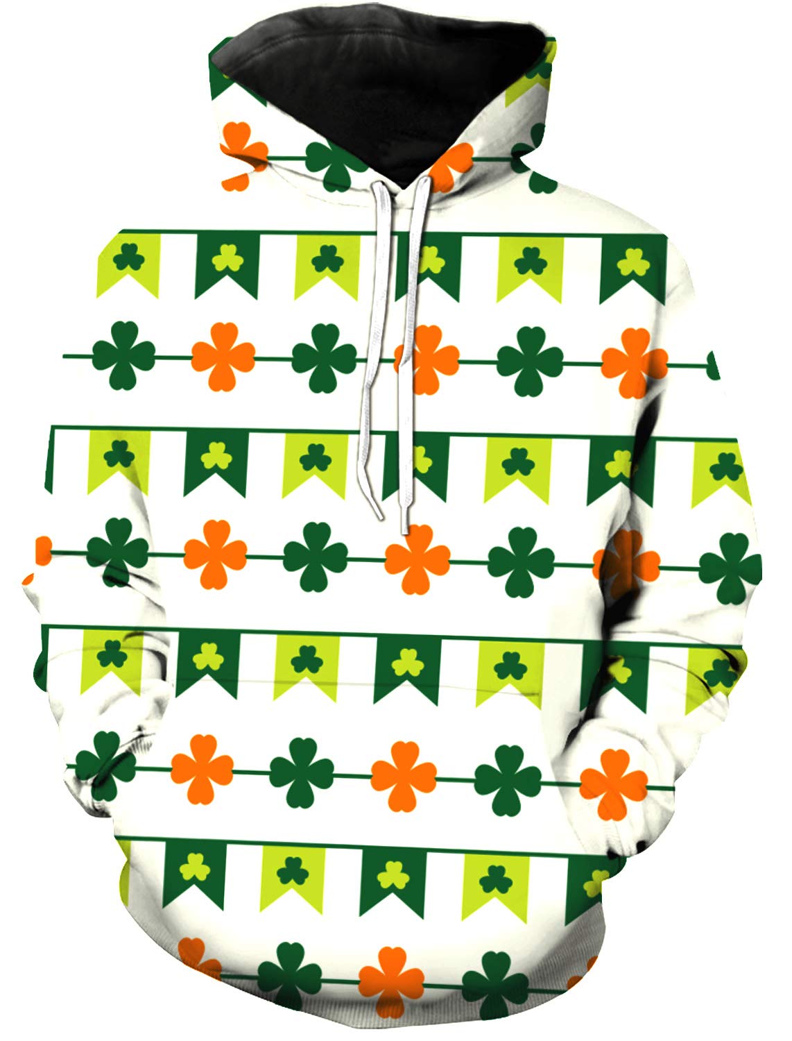 Men's Hoodie Long Sleeve T-Shirt | St. Patrick's Day Four-Leaf Clover Sweatshirt | Casual Pullover for Streetwear & Holiday Celebrations