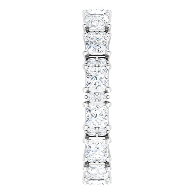 2.77 Carat Princess & Round Diamond Eternity Band Wedding Ring - 14K White Gold Bridal Stackable Ring for Anniversary, Engagement, or Special Occasion Gift