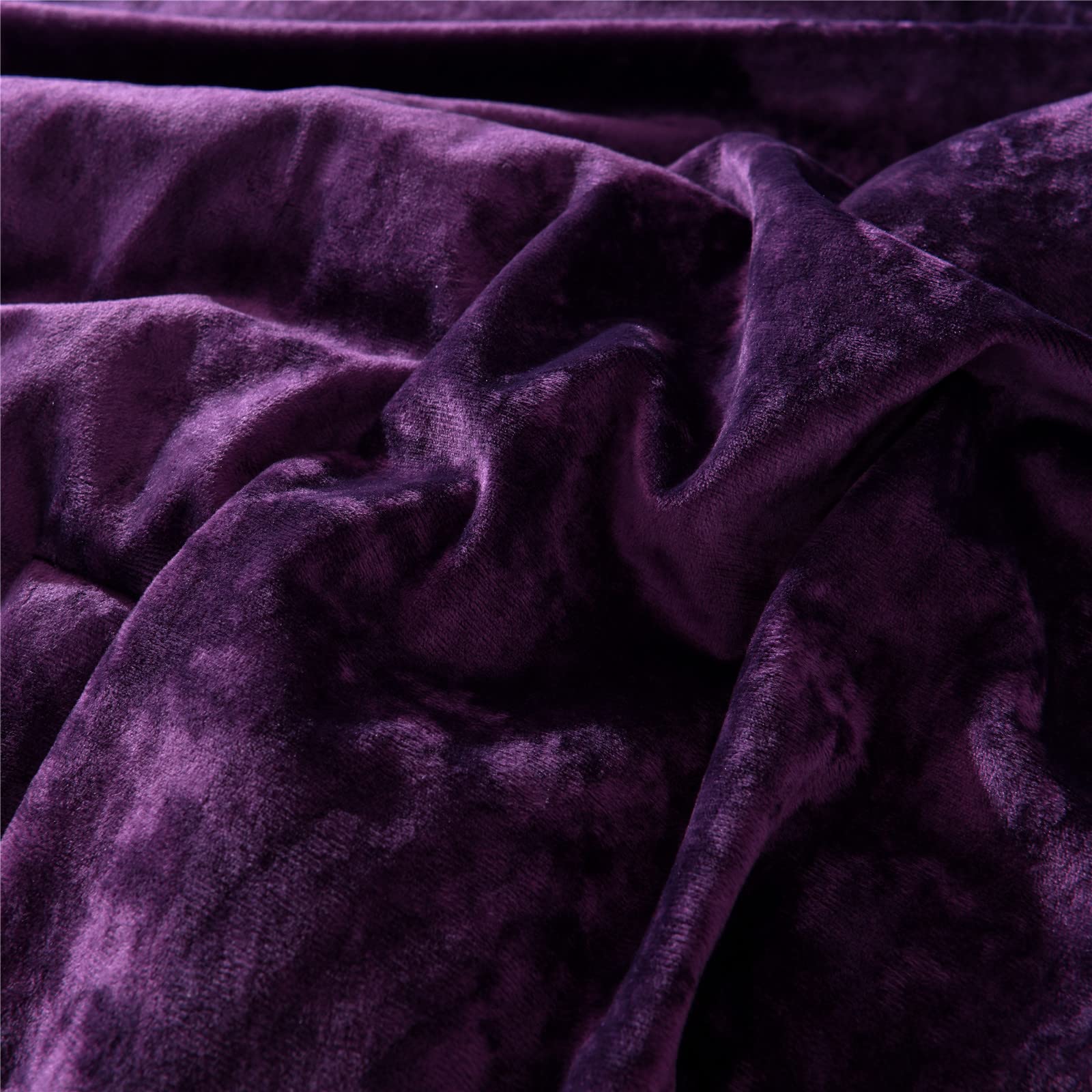 Sunshine Nicole Distressed Velvet Comforter Set - Soft Brushed Microfiber Reverse with Lightweight Poly Fill - 5 Piece King Size Bedding in Purple - Perfect for Master Bedrooms & Guest Rooms