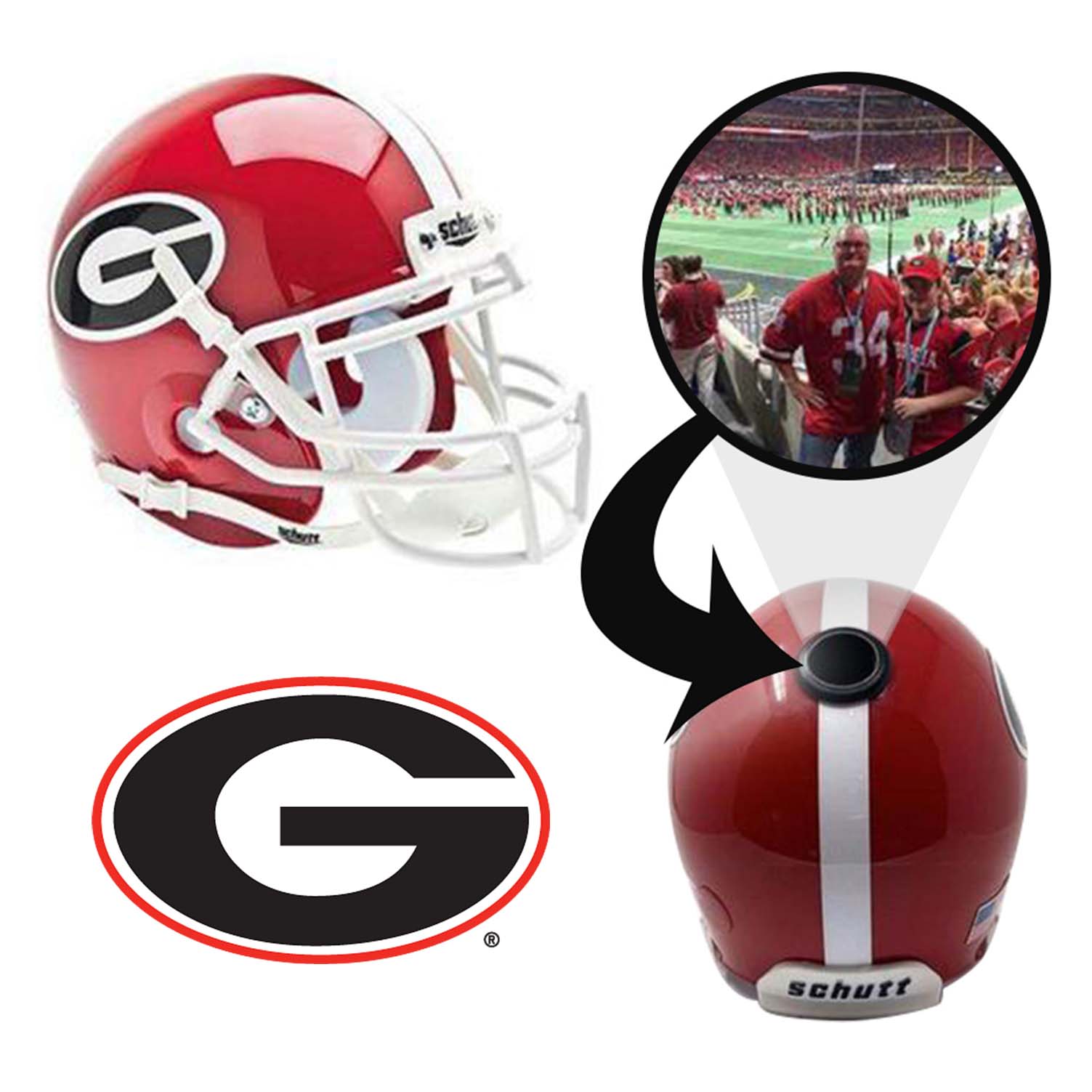 Georgia Bulldogs College Football Collectible Mini Helmet with Display Stand - Perfect for Game Day Decor, Sports Memorabilia Collection & Fan Gifts