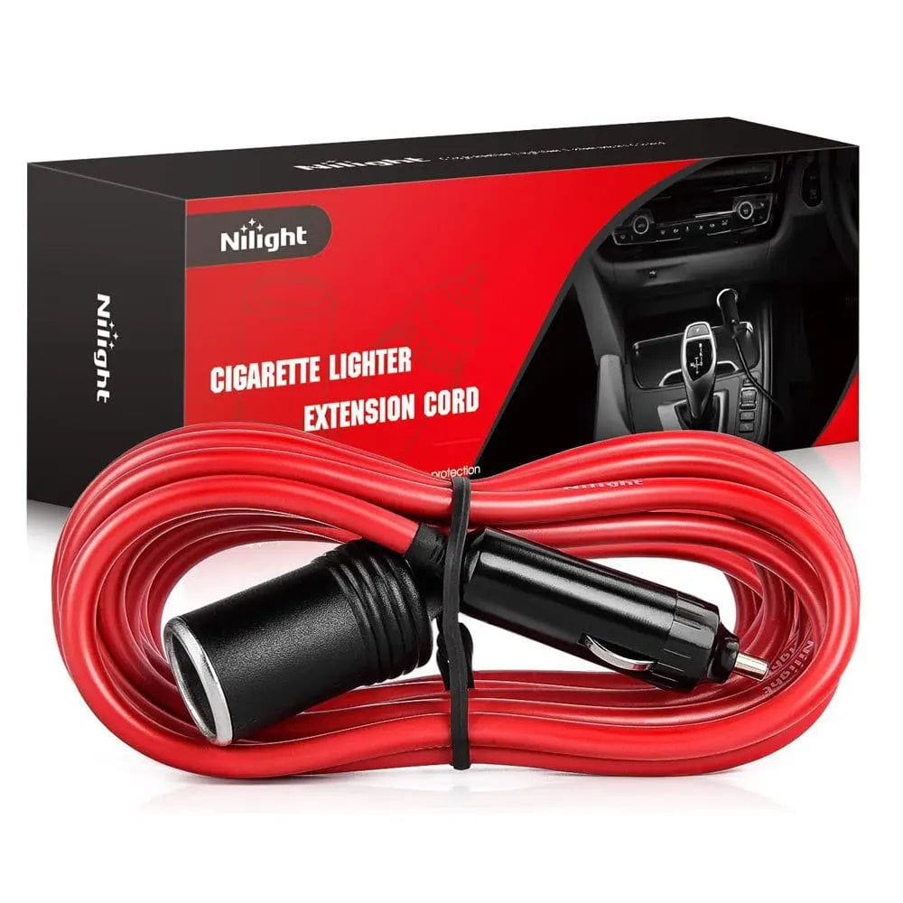 14FT 12V/24V Cigarette Lighter Extension Cord with Socket - Heavy Duty Red Power Cable for Car, RV, Boat & Truck Accessories - Perfect for Charging Phones, GPS & Portable Devices On The Go