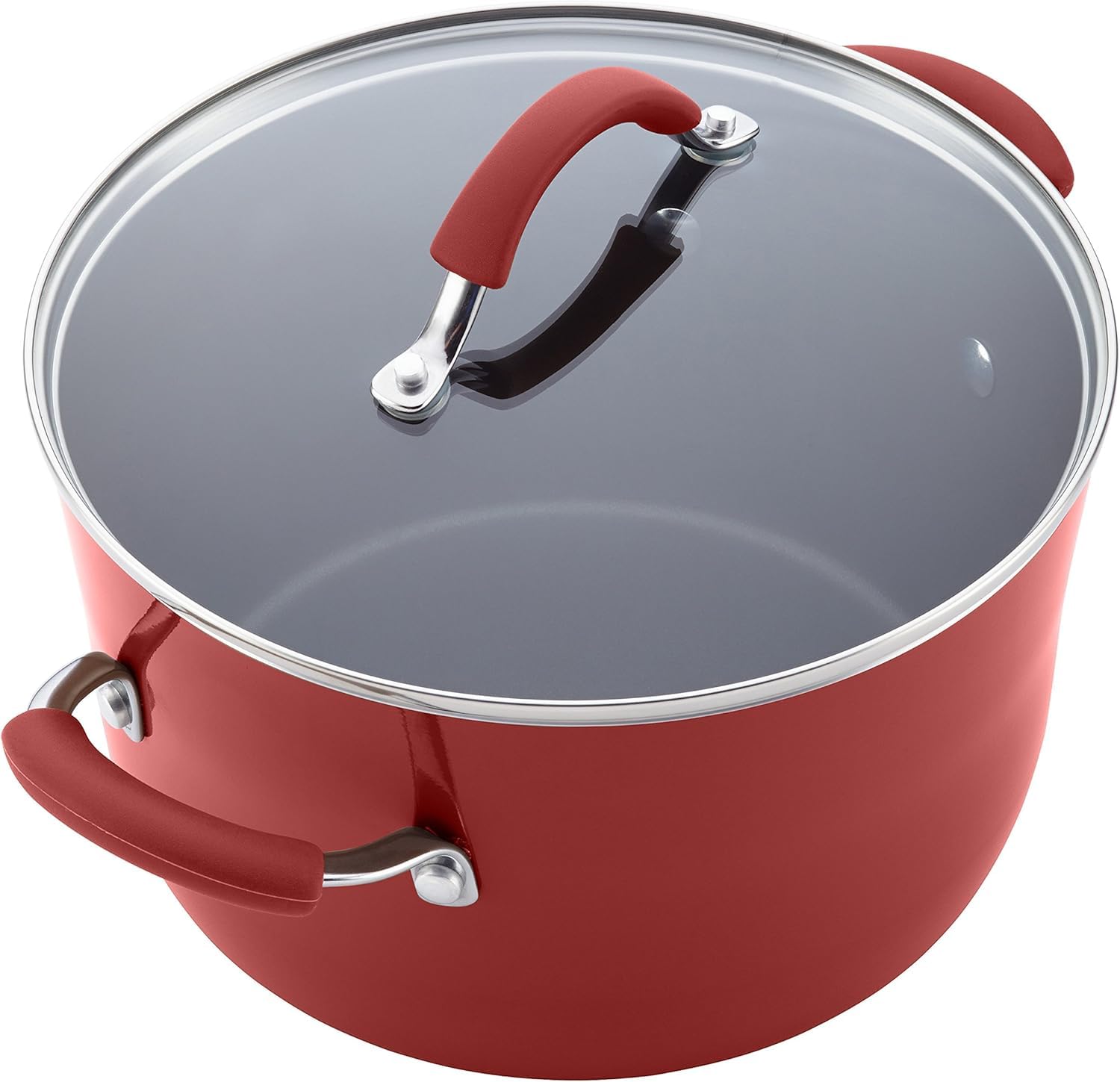 Rachael Ray Cucina Nonstick Cookware Set - 12-Piece Pots and Pans in Cranberry Red | Durable Kitchen Essentials for Cooking, Baking & Serving | Perfect for Home Chefs & Family Meals