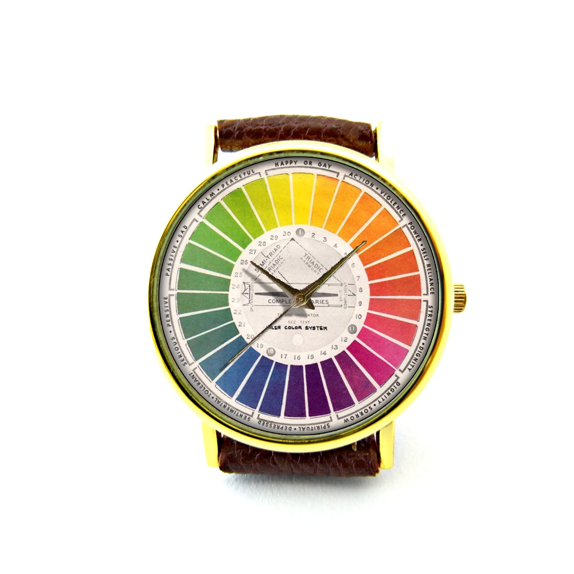 Color Wheel Watch - Handmade Genuine Leather Bracelet Watch for Men & Women | Stylish Fashion Accessory for Daily Wear, Office & Casual Outings