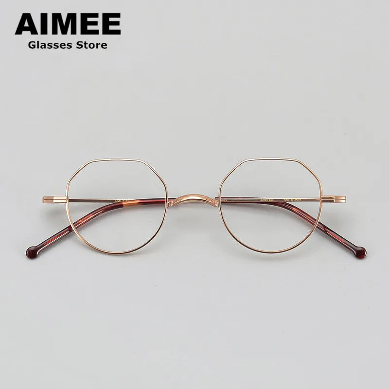 Stylish Aimee Unisex Full Rim Flat Top Round Titanium Eyeglasses Frame 88042 - Lightweight & Durable for Work, Reading & Everyday Wear