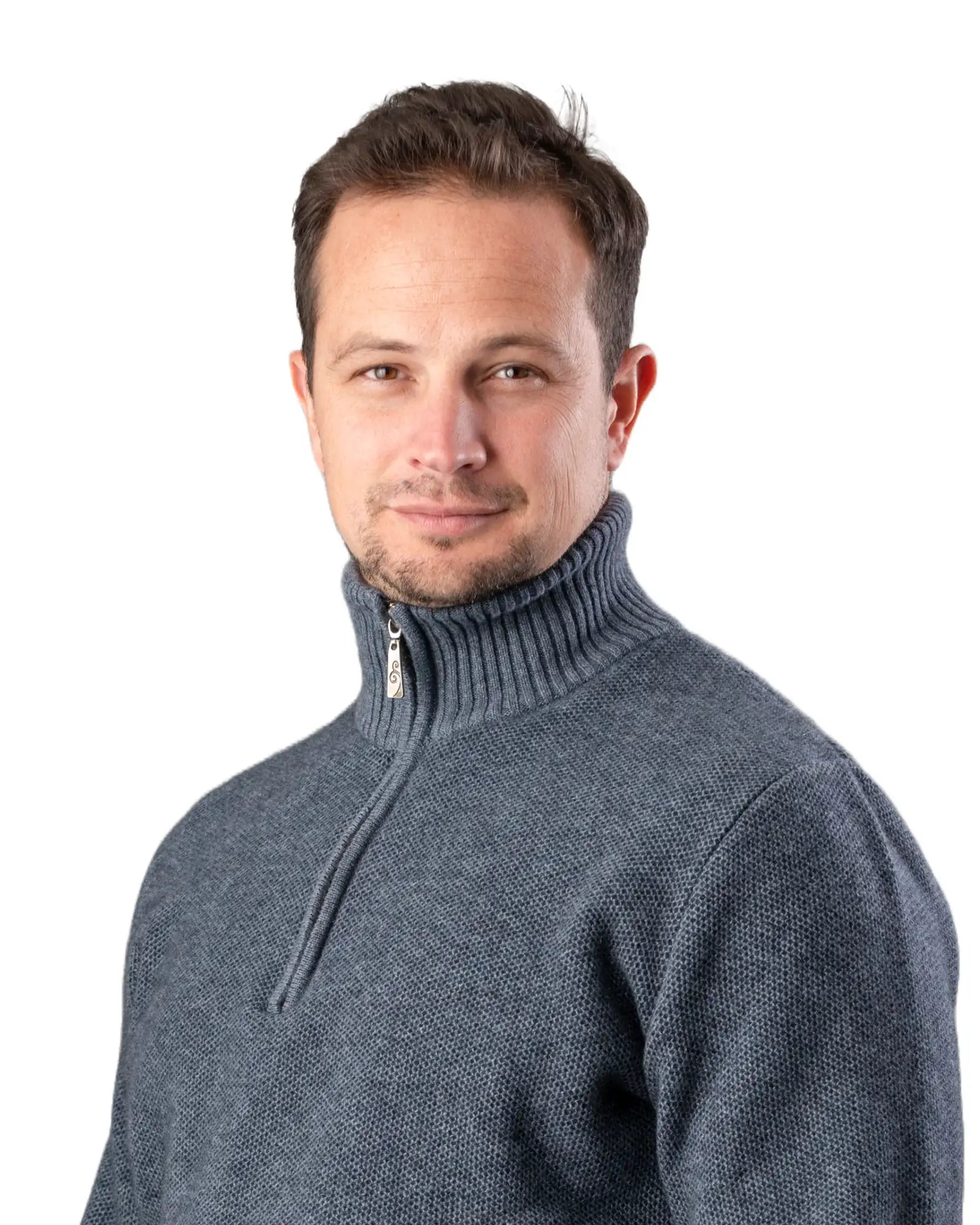 Sky Blue Textured Half Zip Sweater for Men - Comfortable Pullover with Stylish Knit Design - Perfect for Casual Wear, Outdoor Activities & Layering in Cool Weather