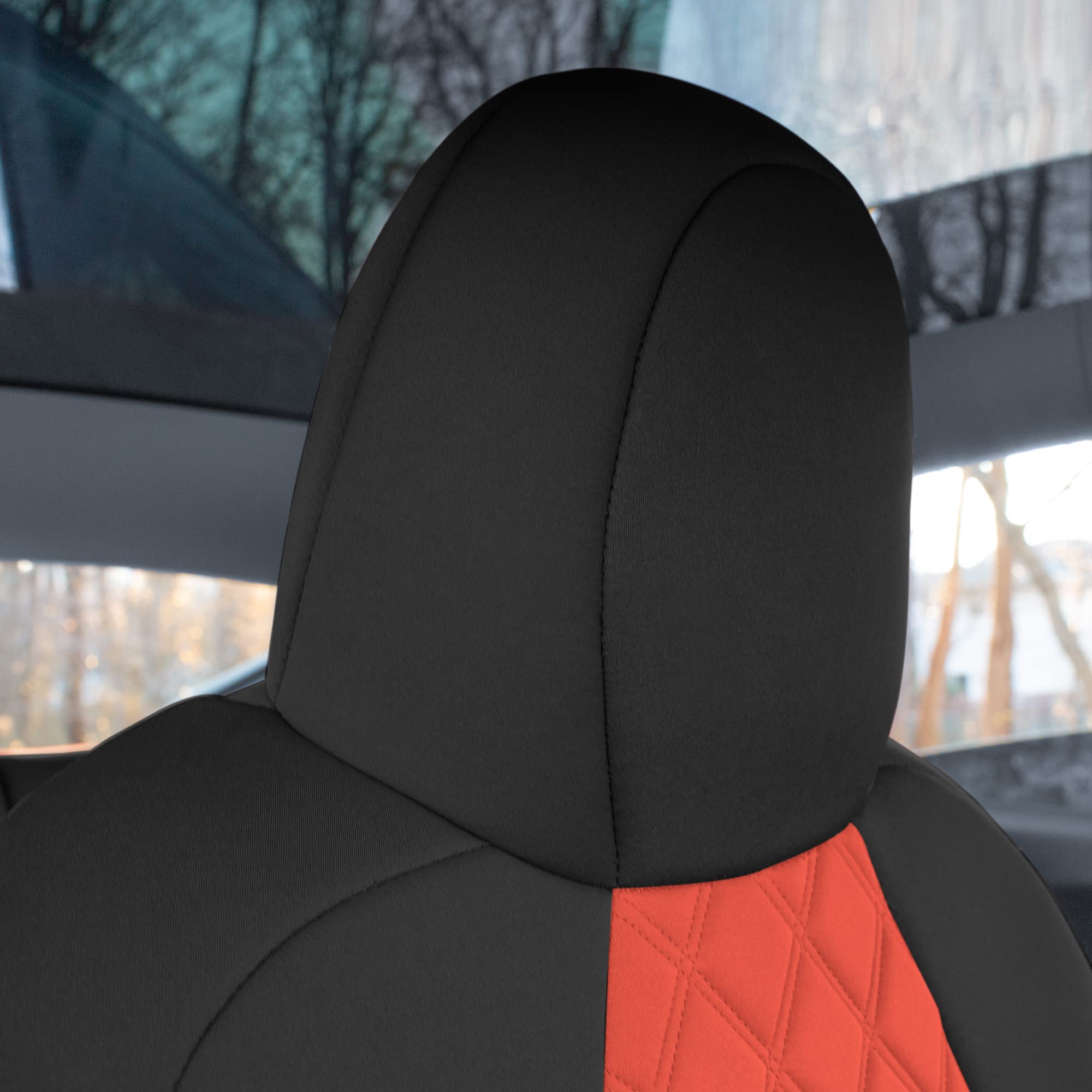 Custom Fit Waterproof Tesla Model Y Seat Covers (2020-2024) - Front Set in Red | Premium Automotive Interior Accessories | Perfect for Road Trips & Daily Commutes