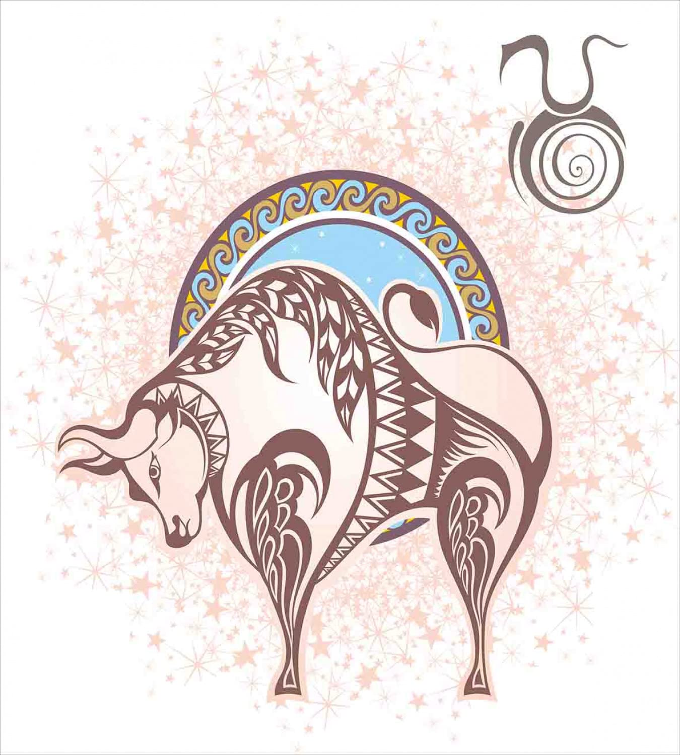 Ambesonne Zodiac Taurus Duvet Cover Set - Queen Size 2-Pack with Bull Horoscope Design, Brown Beige Bedding Includes 2 Duvet Covers & 4 Pillowcases | Perfect for Astrology Lovers' Bedroom Decor & Gift Ideas