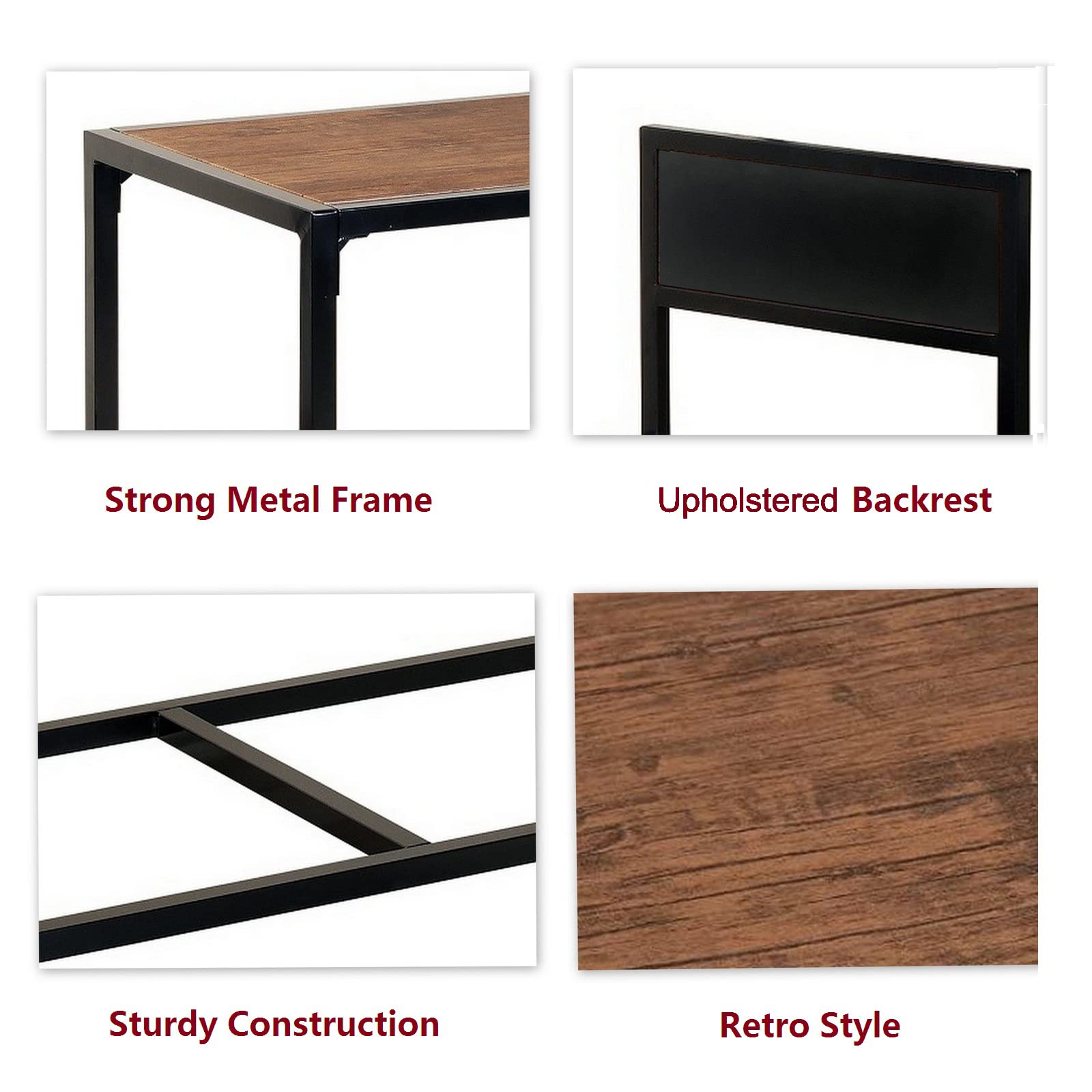 3-Piece Compact Dining Bar Table Set - Industrial Design Small Space Kitchen & Living Room Furniture | Perfect for Breakfast, Coffee, and Small Dining Areas