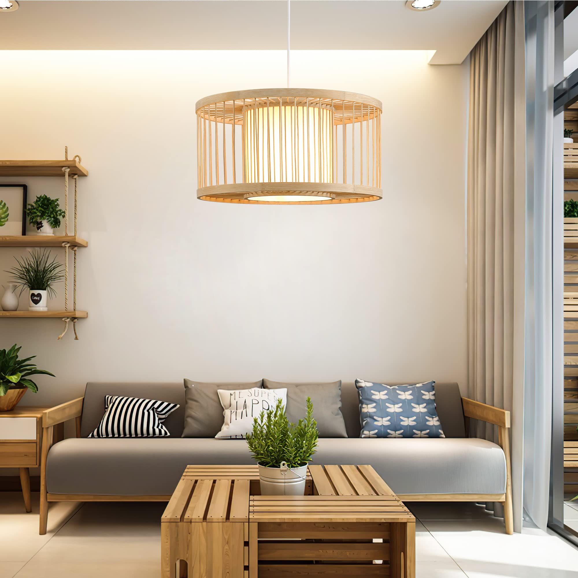 Boho Rattan Pendant Light - 15.8