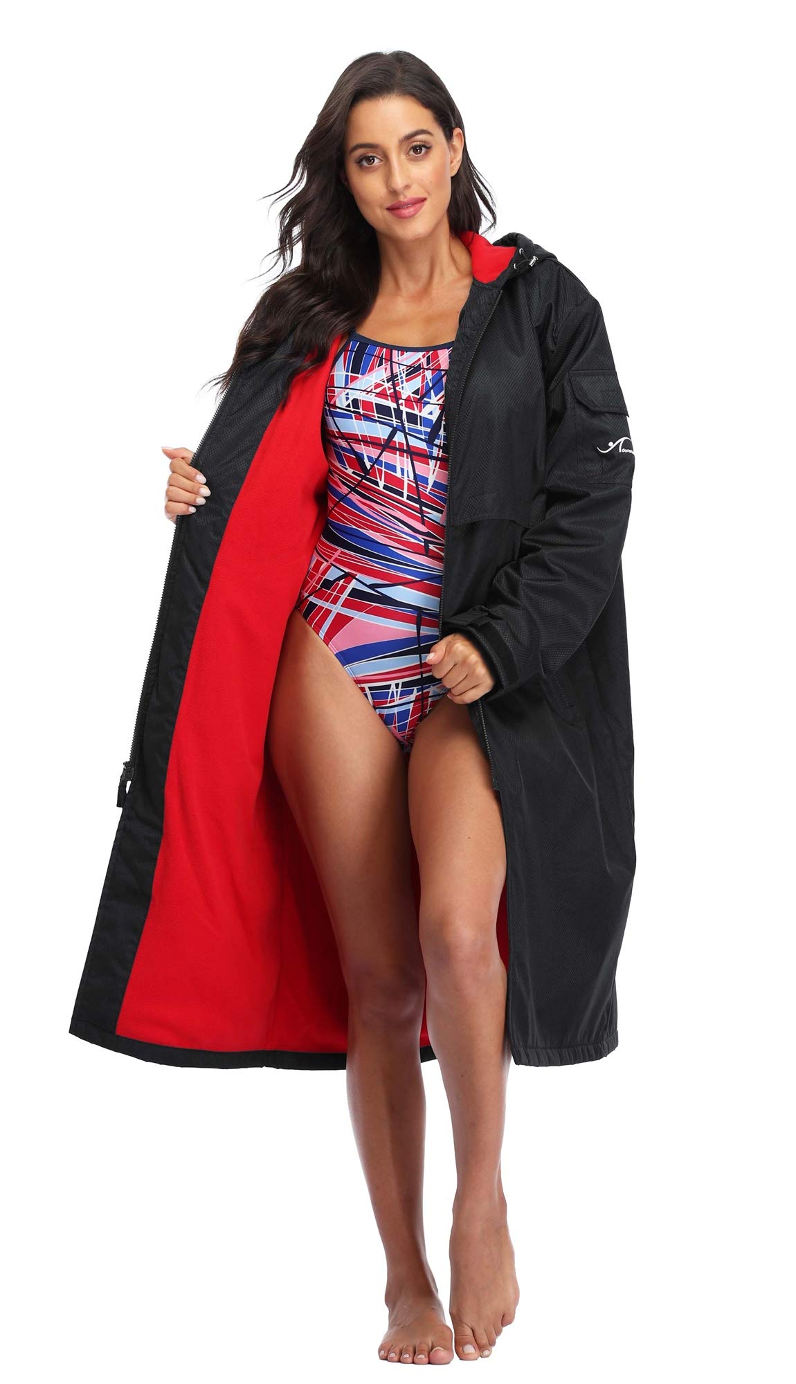 Adoretex 100% Waterproof Swim Parka Jacket - Hooded Warm Scuba Coat for Men & Women - Perfect for Surfing, Swimming & Beach Activities