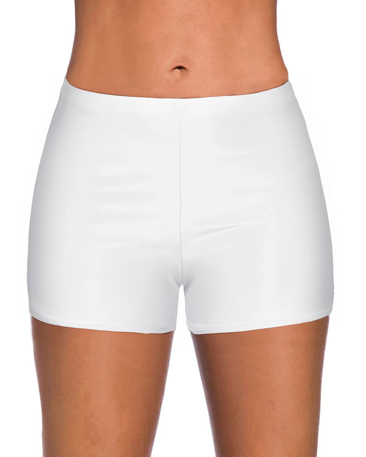 Yonique Women's Swim Shorts - High Waist Solid Tankini Bottoms, Quick Dry Swimwear for Beach, Pool & Water Sports