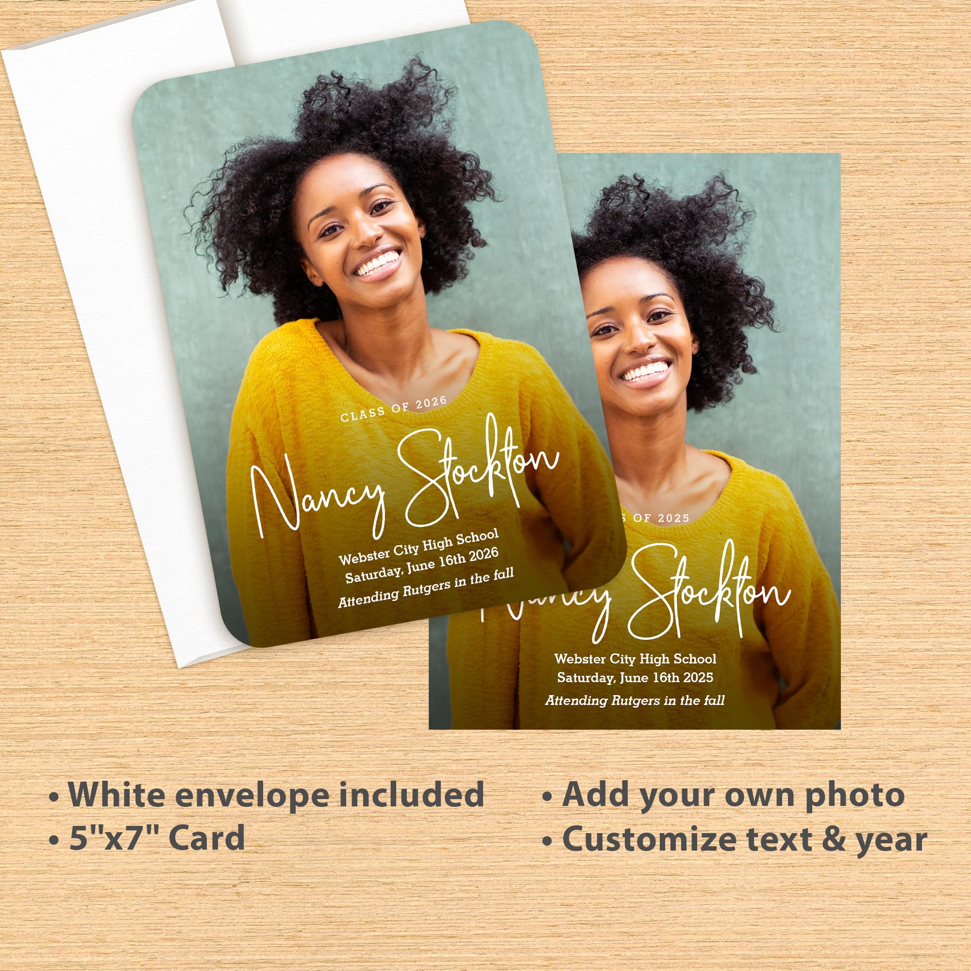 Custom Graduation Announcements for Class of 2025 - Personalized Photo Cards with White Envelopes - Premium 5x7 Invitations for Esteemed Graduates - Perfect for Commencement Ceremonies, Family Celebrations & Lasting Keepsakes