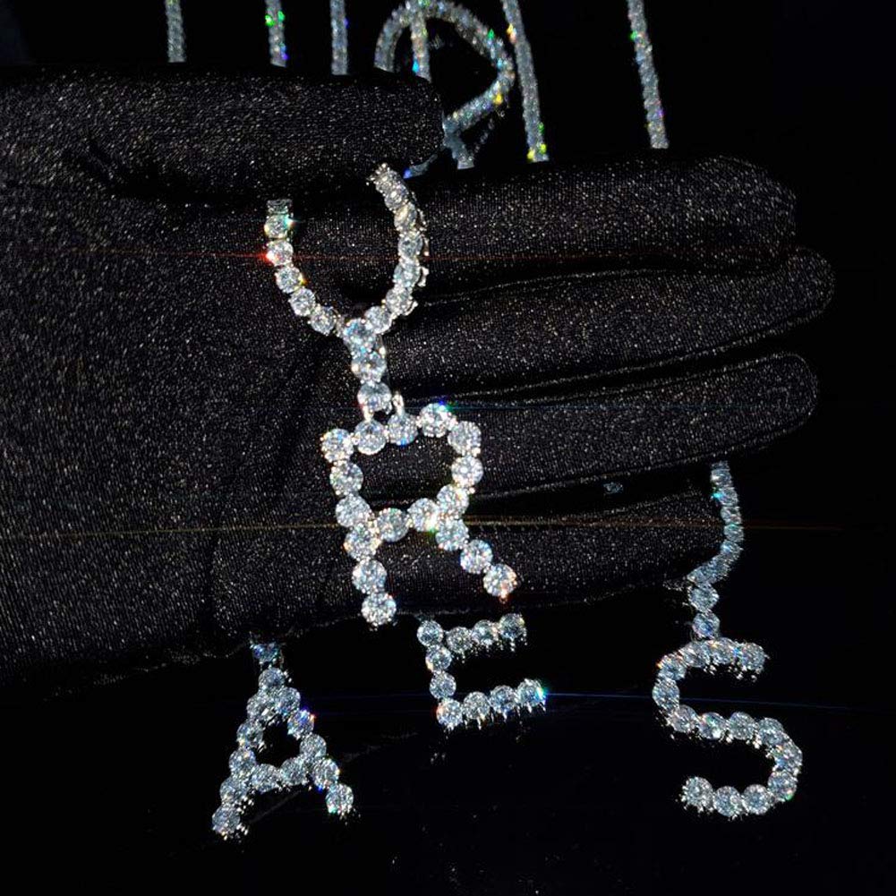 Custom Name Initial Necklace for Women & Men - Sterling Silver Tennis Chain with Bling CZ Stones | Personalized Letter Jewelry Gift for Anniversary, Birthday & Special Occasions