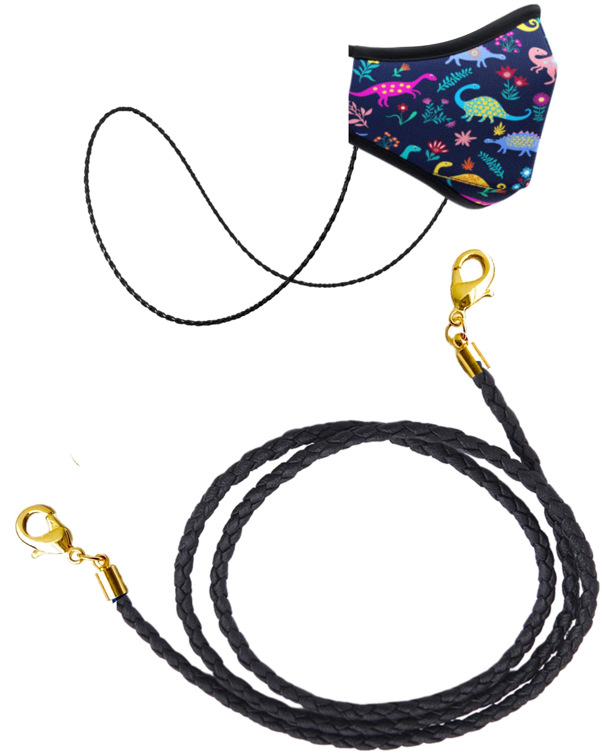 Premium Face Mask Chain with Adjustable Lanyard - Leather Mask Holder Necklace in Rose Gold for Women, Men & Kids - Ideal for Travel, Work & Daily Protection