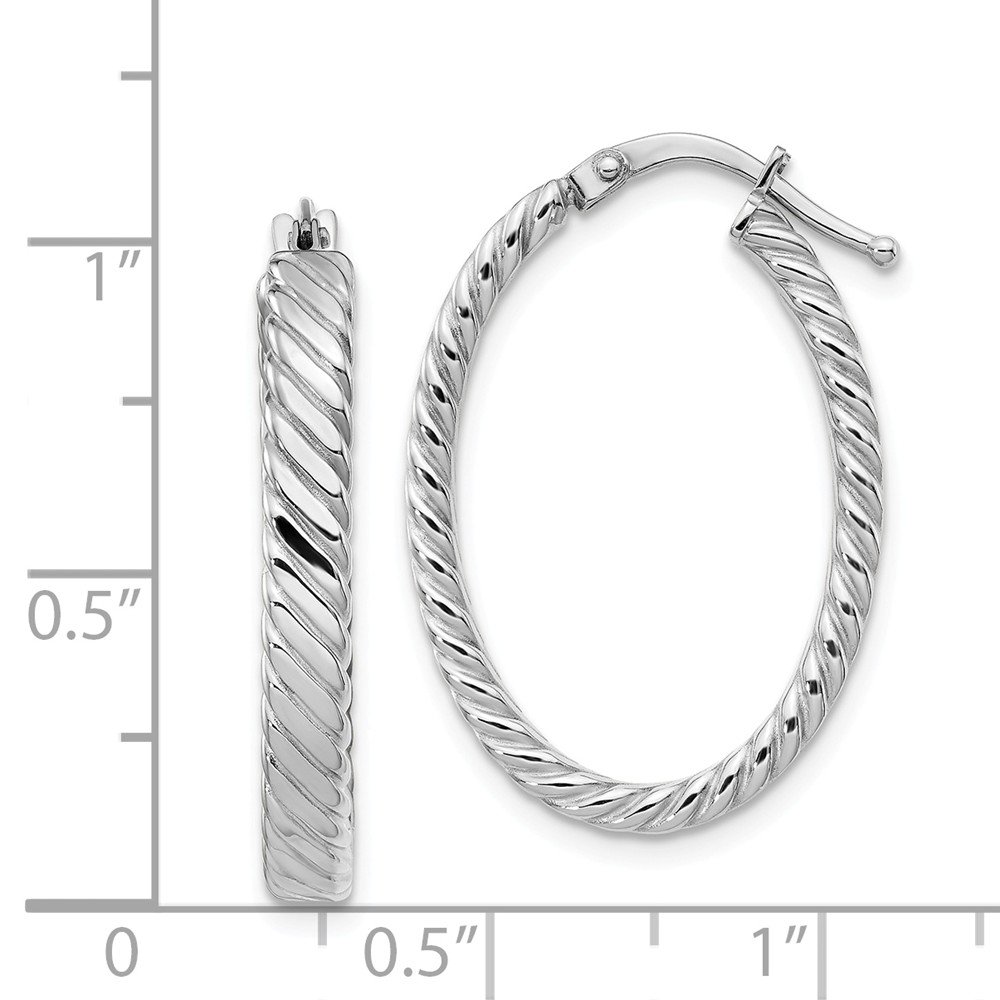 14K White Gold Patterned Oval Hoop Earrings for Women - Elegant Jewelry Gift for Birthday, Anniversary & Special Occasions | Perfect for Parties, Weddings & Everyday Wear