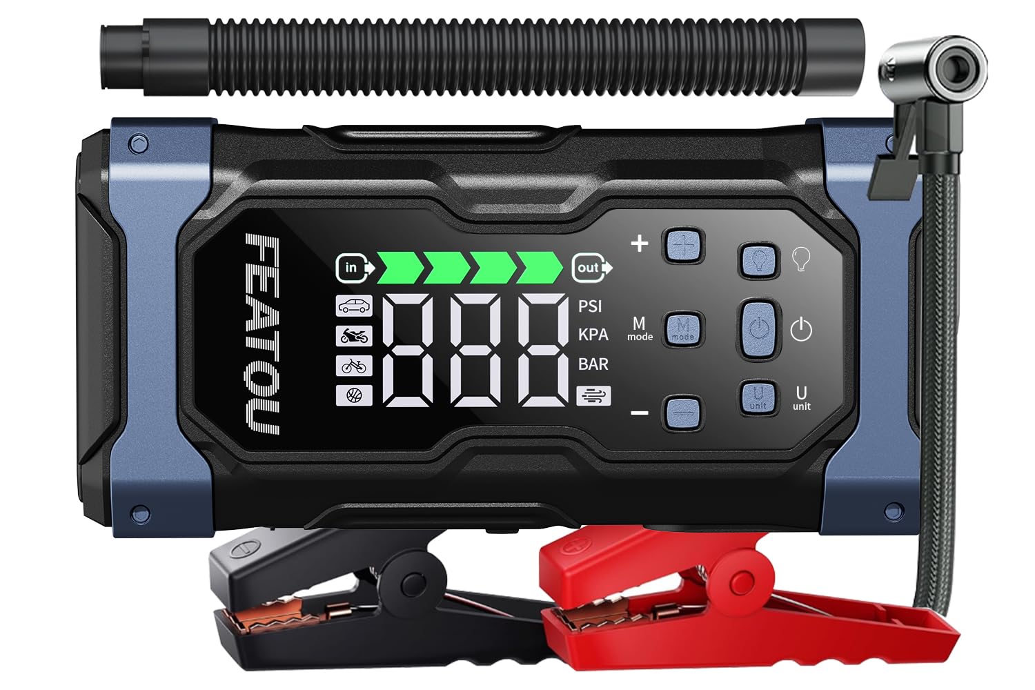 6000A Portable 12V Car Jump Starter with Air Compressor - 9-in-1 Emergency Kit for All Gas & 12L Diesel Vehicles | 150PSI Digital Tire Inflator, Power Booster Pack & Air Pump/Blower Combo (2025 New Model) - Perfect for Roadside Emergencies, Camping Trips & Winter Car Maintenance