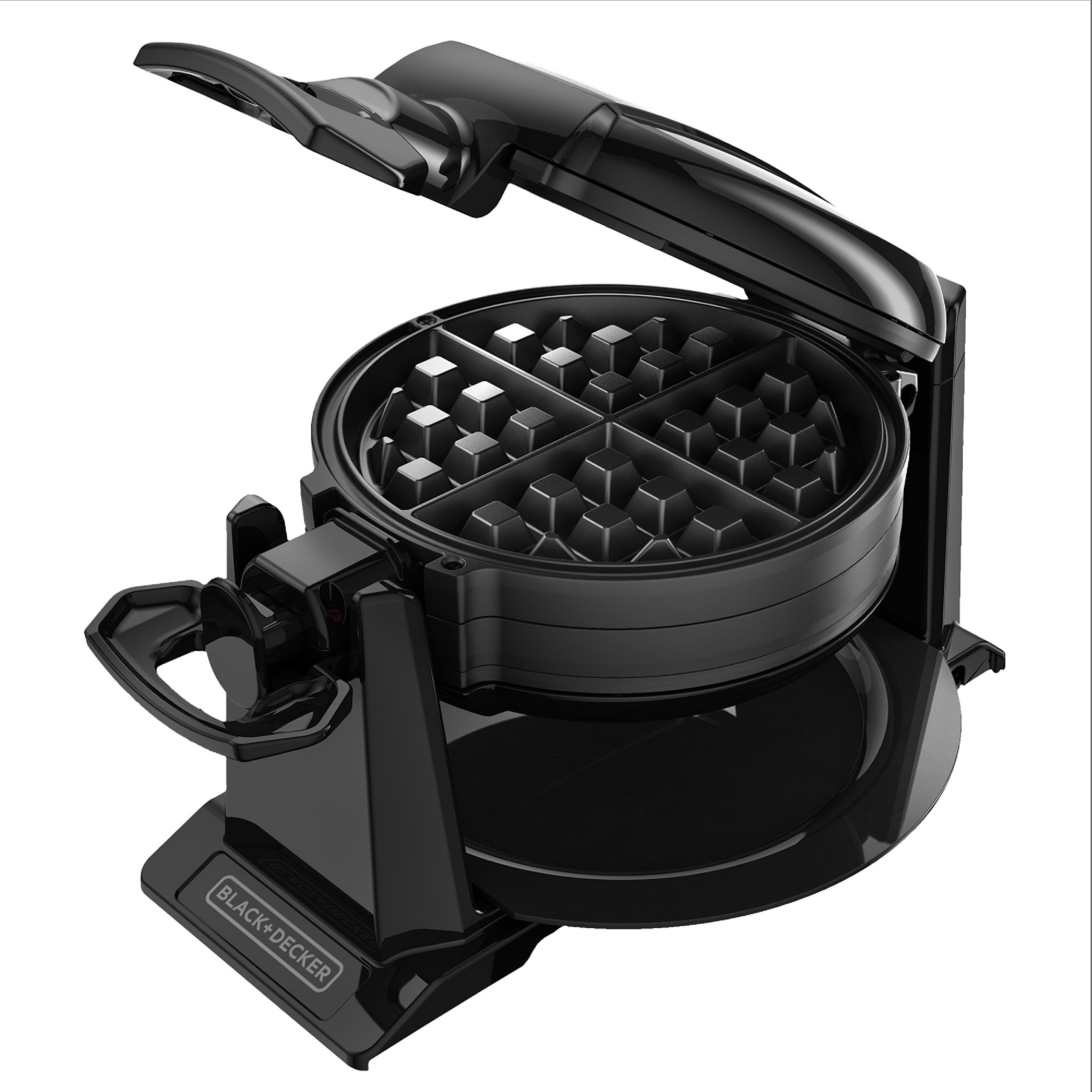 BLACK+DECKER WMD200B Rotating Waffle Maker - 2-Slice Non-Stick Belgian Waffle Iron with Adjustable Temperature Control for Perfect Breakfast, Brunch, or Dessert | Ideal for Home, Office, or Camping Use