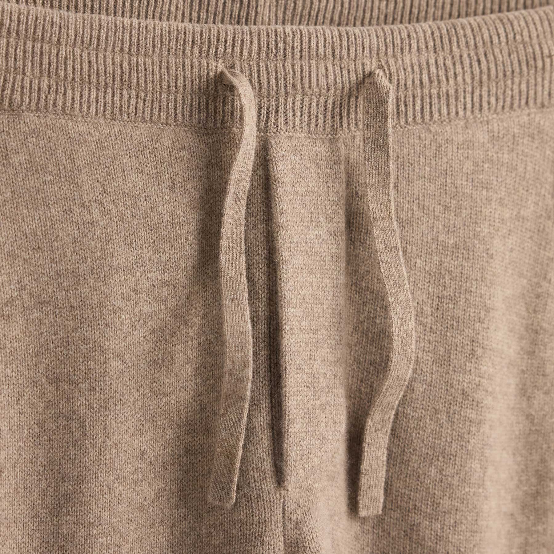 Eco-Friendly Recycled Cashmere Jogger Pants with Pockets - Coyote Brown | Comfortable Lounge & Travel Wear for Women & Men