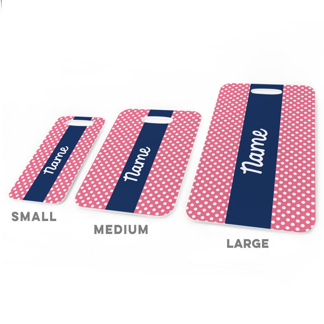 Personalized Pink Polka Dot Luggage Tag - Custom Name & Contact Info - Small Durable Bag Tag for Travel, Suitcases & Backpacks - Perfect Gift for Frequent Flyers & Vacationers