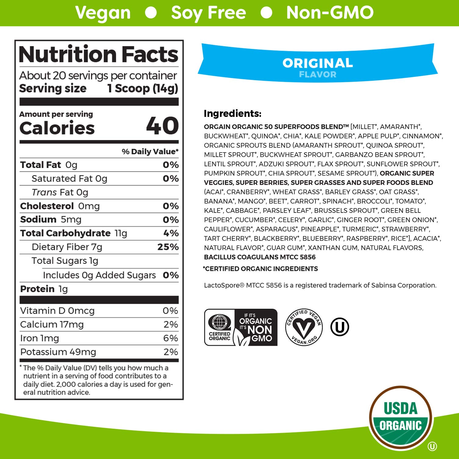 Orgain Organic Plant-Based Protein Powder & Superfoods Greens Powder Bundle - Vegan, Gluten-Free, Non-GMO (1.59lb + 0.62lb) for Smoothies, Shakes & Post-Workout Recovery
