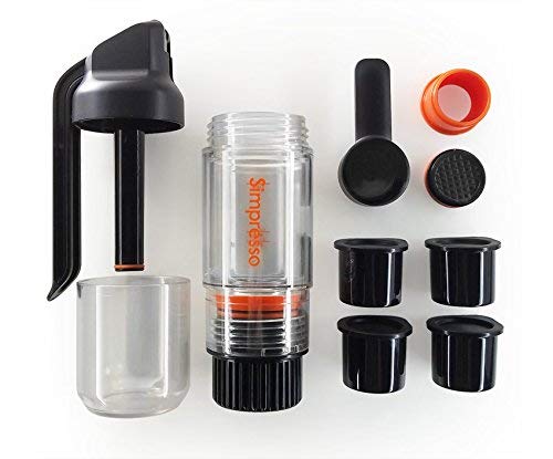Simpresso Portable Espresso Maker - Compact Travel Coffee Machine for Nespresso Pods & Ground Coffee | Manual Hand Pump Espresso Machine | Perfect for Camping, Office & Travel | Complete Premium Kit with Accessories