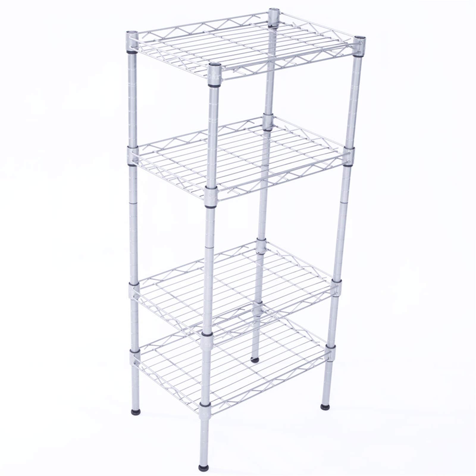Valkynos 4-Tier Heavy Duty Adjustable Metal Storage Shelf - Silver Wire Standing Shelving Unit for Pantry, Kitchen, Bathroom, Laundry & Closet Organization | Space-Saving Home & Office Storage Solution