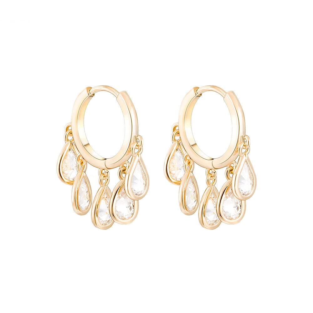 Stylish CALOZITO Colorful Drop Earrings for Women - Multi Zircon Pendant Rhinestone Jewelry in Gold | Perfect for Parties, Weddings & Special Occasions