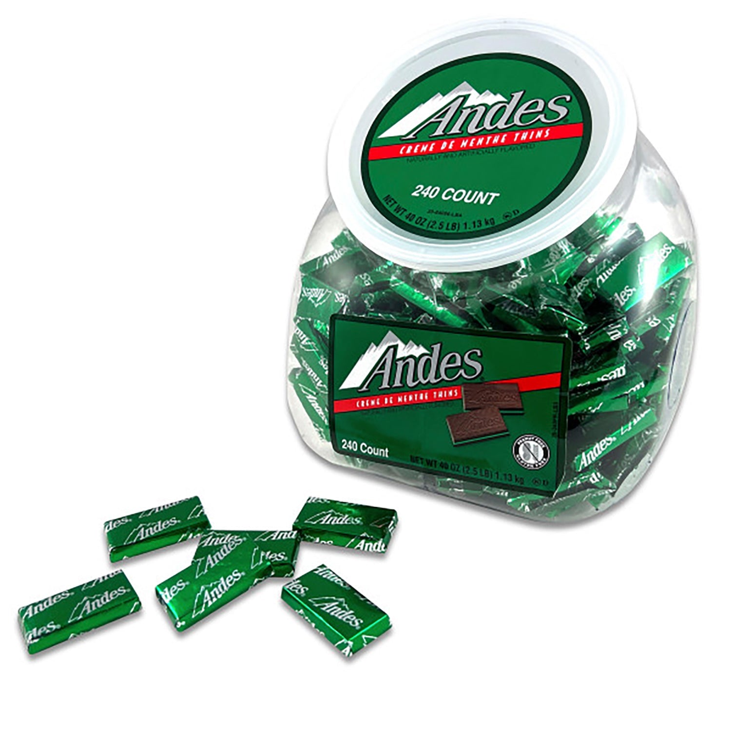 Andes Creme De Menthe Thins Chocolate Mints - 240 Count Bulk Candy Tub - Perfect for Parties, Office Treats & Holiday Gifting