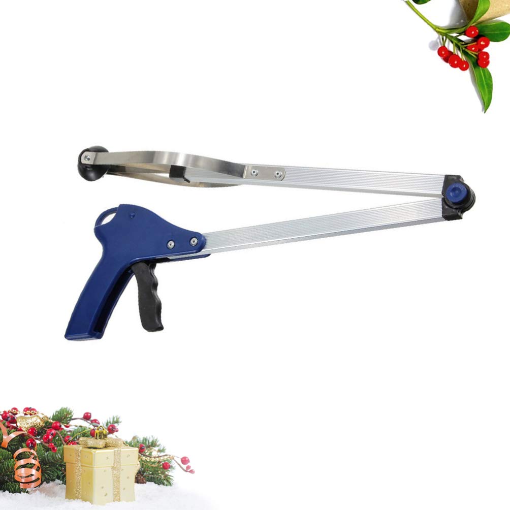 Foldable 83cm Long Reach Grabber Tool - Mobility Aid for Trash Pickup, Litter Collection & Reaching Assistance (Blue) | Ideal for Elderly, Disabled & Outdoor Cleaning