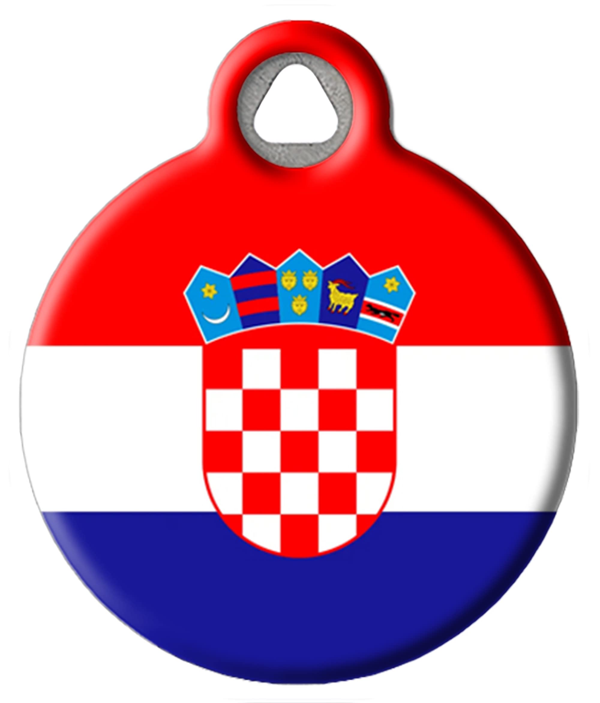 Personalized Croatian Flag Dog Tag - Custom Pet ID Tag for Dogs & Cats | Silent Polymer Coated | Small .875