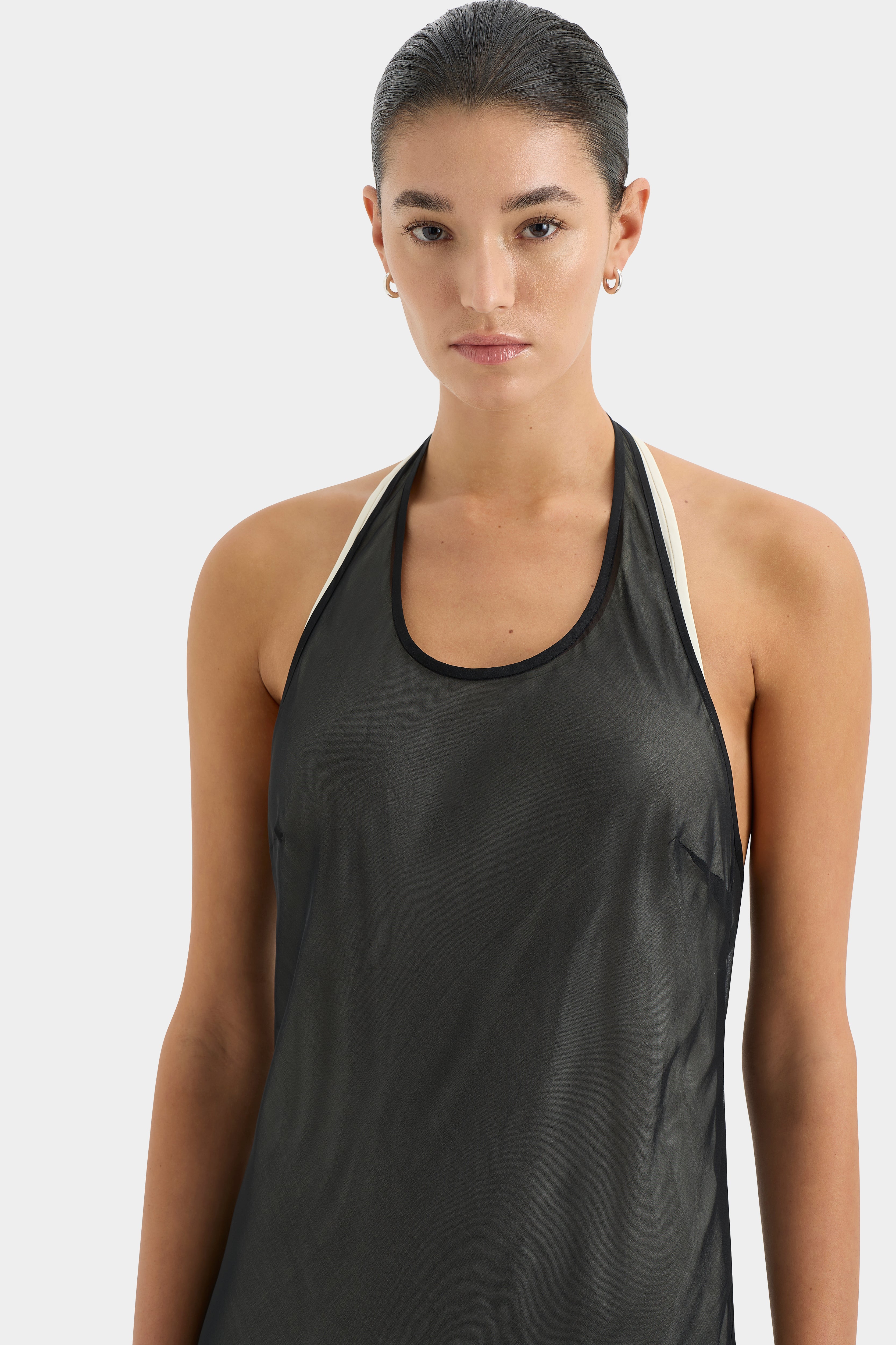 Sexy Strobe Halter Dress for Women - Clubwear Party Dress with Rhinestone Straps & High Slit - Perfect for Night Out, Bachelorette Party, and Date Night