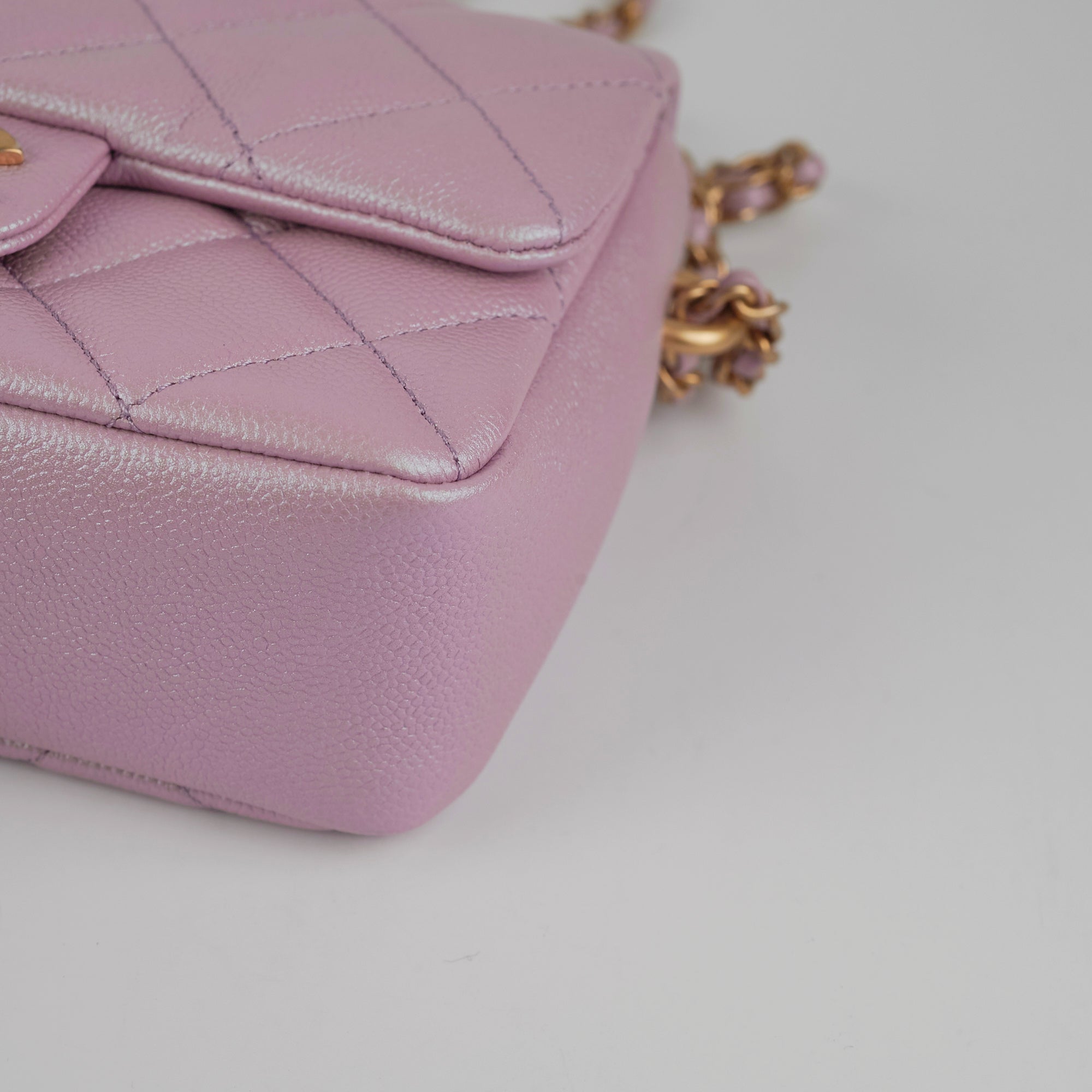 Chanel Caviar Leather My Perfect Square Mini Bag Iridescent Pink with Microchip - Perfect for Evening Parties, Date Nights & Luxury Fashion Accessories