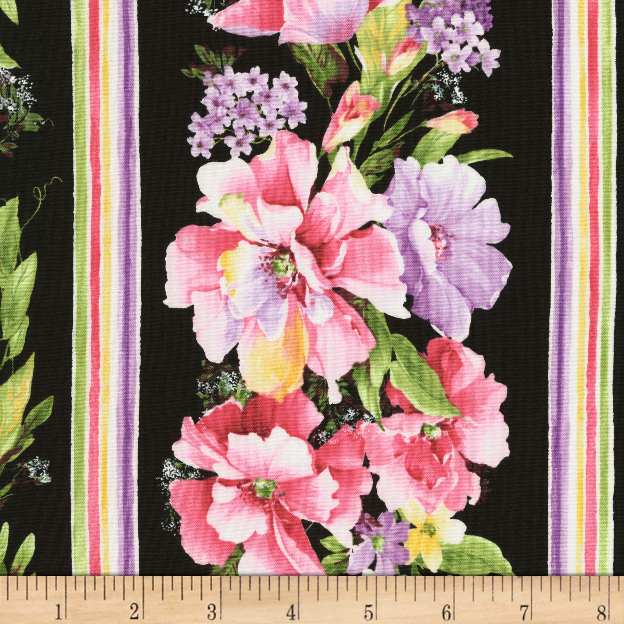 Timeless Treasures Isabelle Wild Rose 11'' Stripe Quilt Fabric - Black Cotton Fabric by The Yard for Quilting, Sewing & Home Decor Projects | Perfect for Bedding, Curtains & DIY Crafts