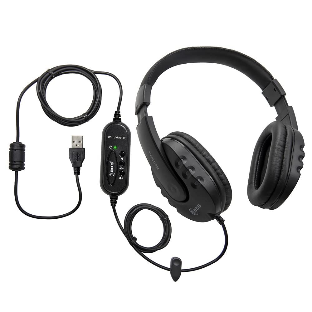 ECS WordMaster USB Audio Transcription Headset Kit with Infinity-3 USB Foot Pedal for Medical Transcription, Legal Documentation & Podcast Editing