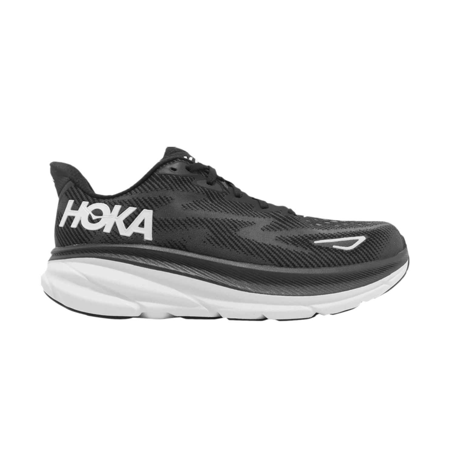 Hoka Clifton 9 Wide 2E Men's Running Shoes - Black & White | Lightweight Cushioned for Long Distance Jogging & Marathon Training