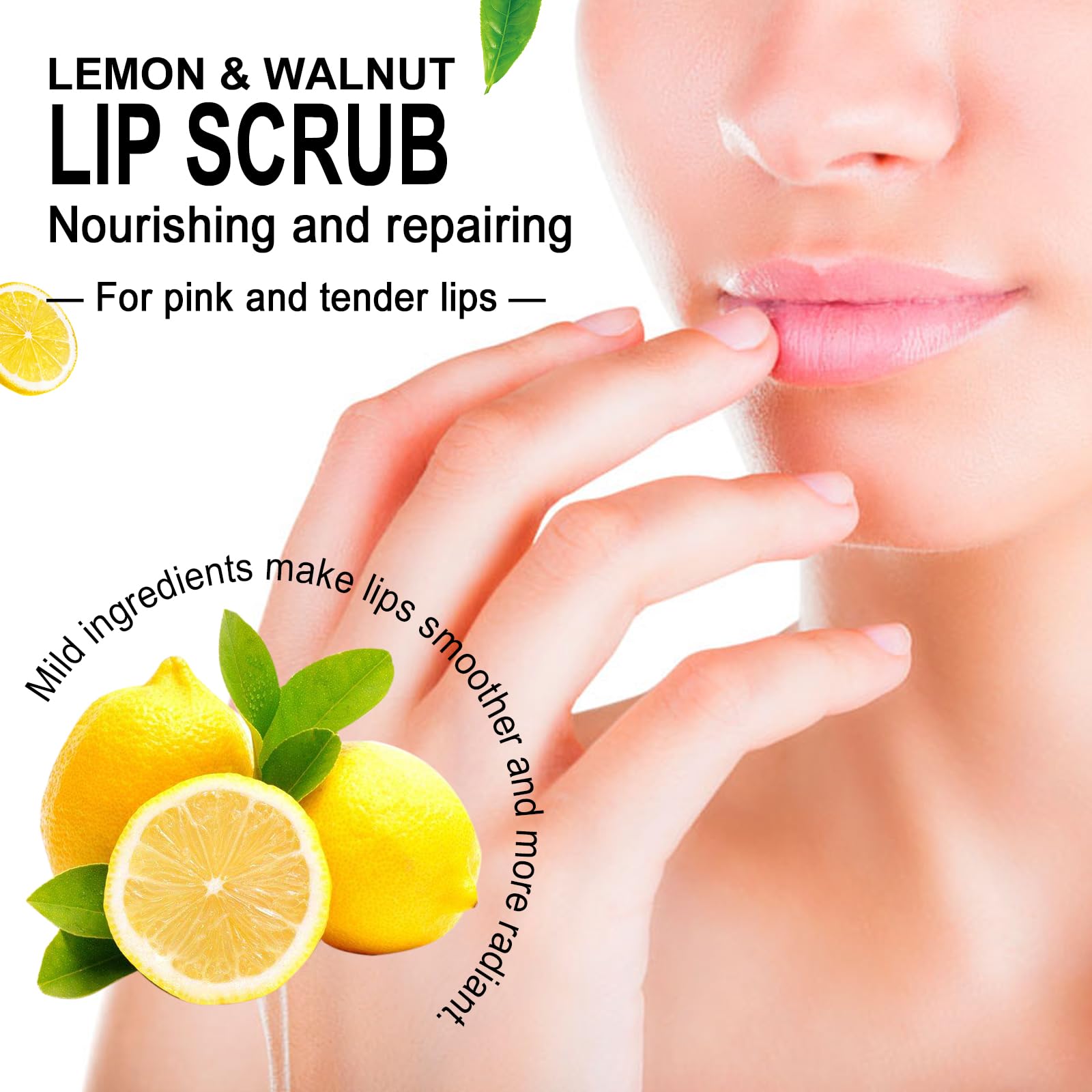 Vitamin C Lemon Lip Scrub for Dry Lips - Natural Exfoliating & Moisturizing Lip Care - Travel-Friendly Lip Scrub for Soft, Smooth Lips | Perfect for Winter Care & Pre-Lipstick Prep