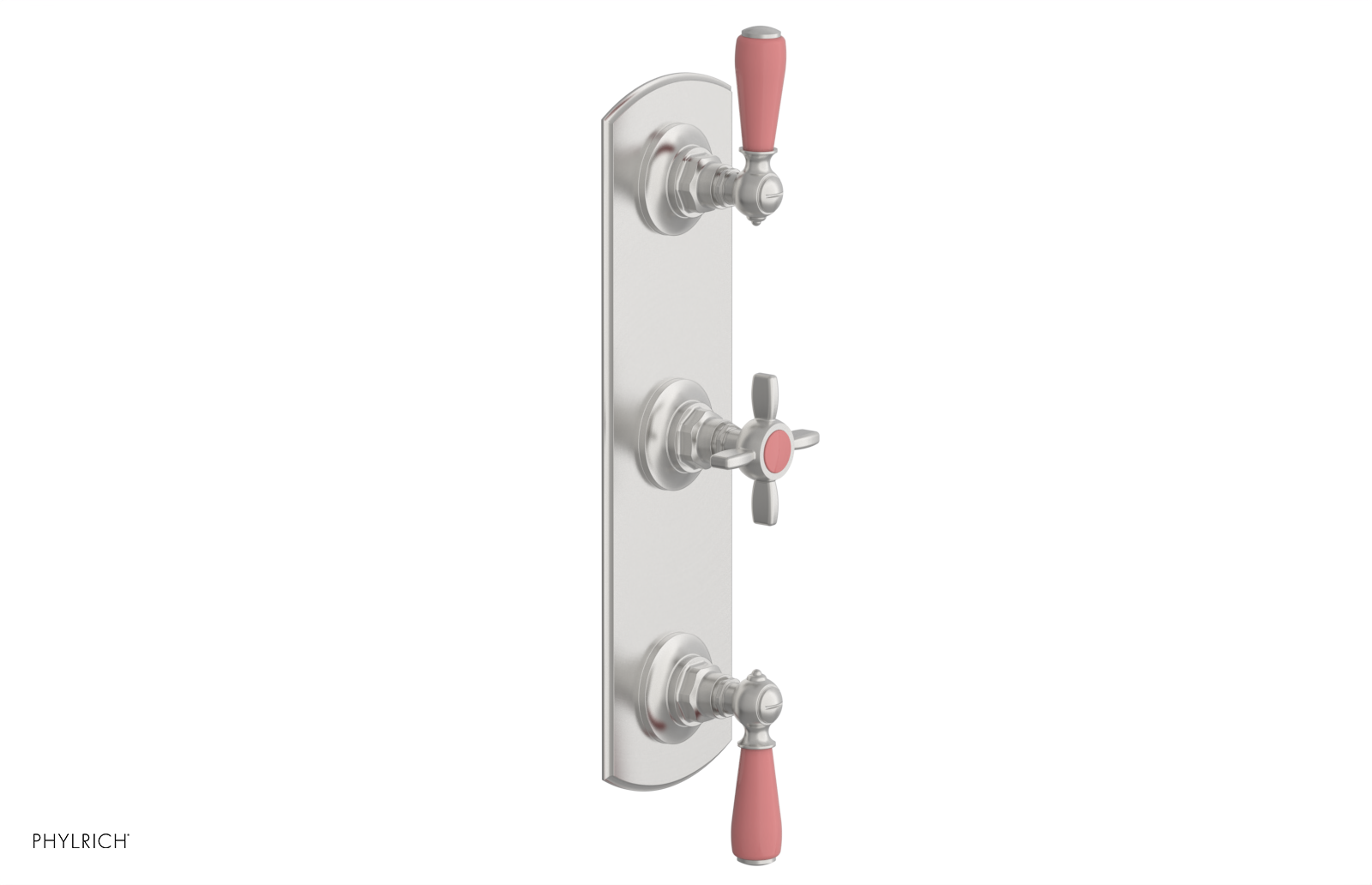 Jamestown Thermostatic Shower Valve with Dual Volume Control - Pink Accented Bathroom Fixture for Modern Home Renovation & Spa-Like Shower Experience
