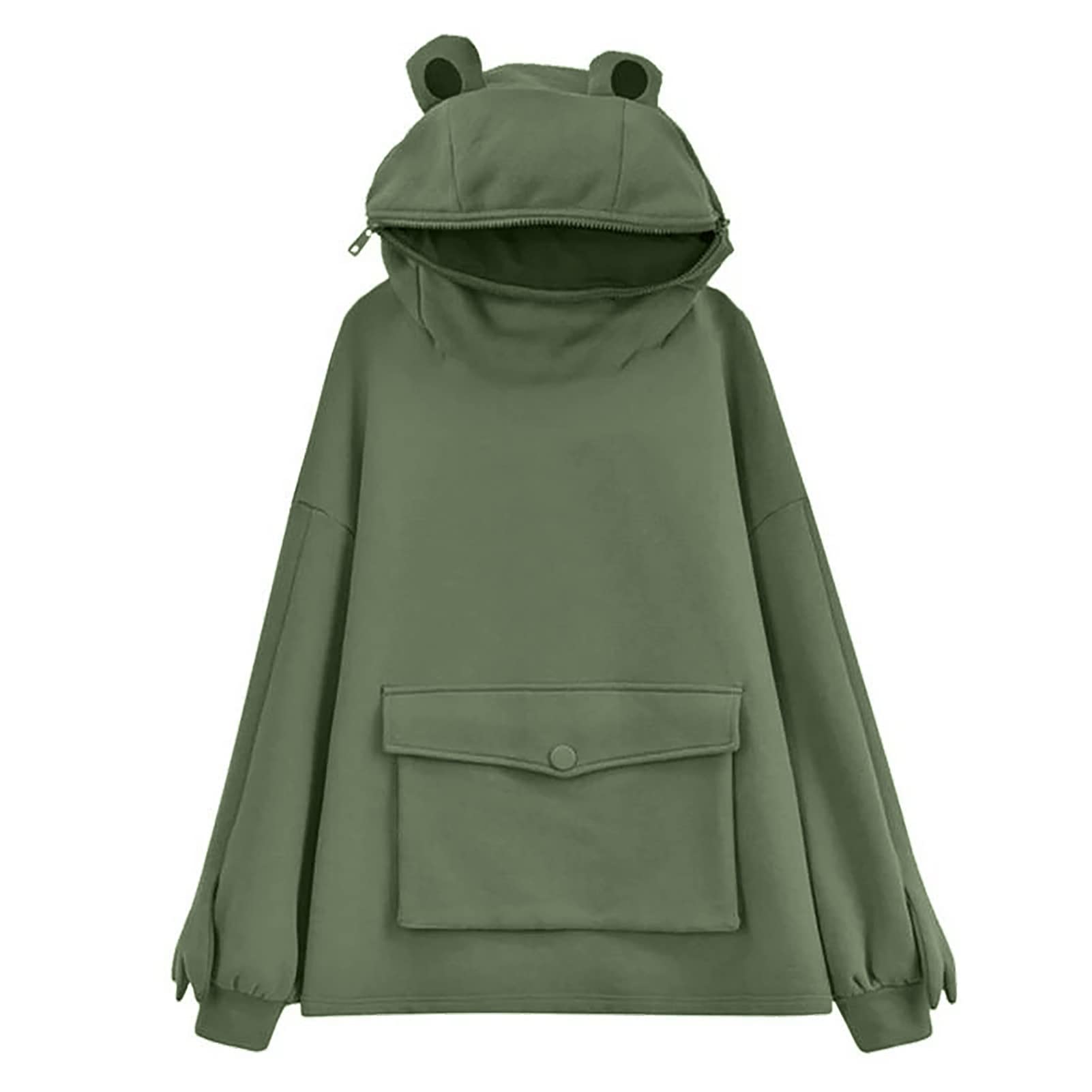 Women's Solid Color Hoodie with Flap Pocket - Casual Loose Fit Sweatshirt for Everyday Wear | Perfect for Lounging, Running Errands & Outdoor Activities