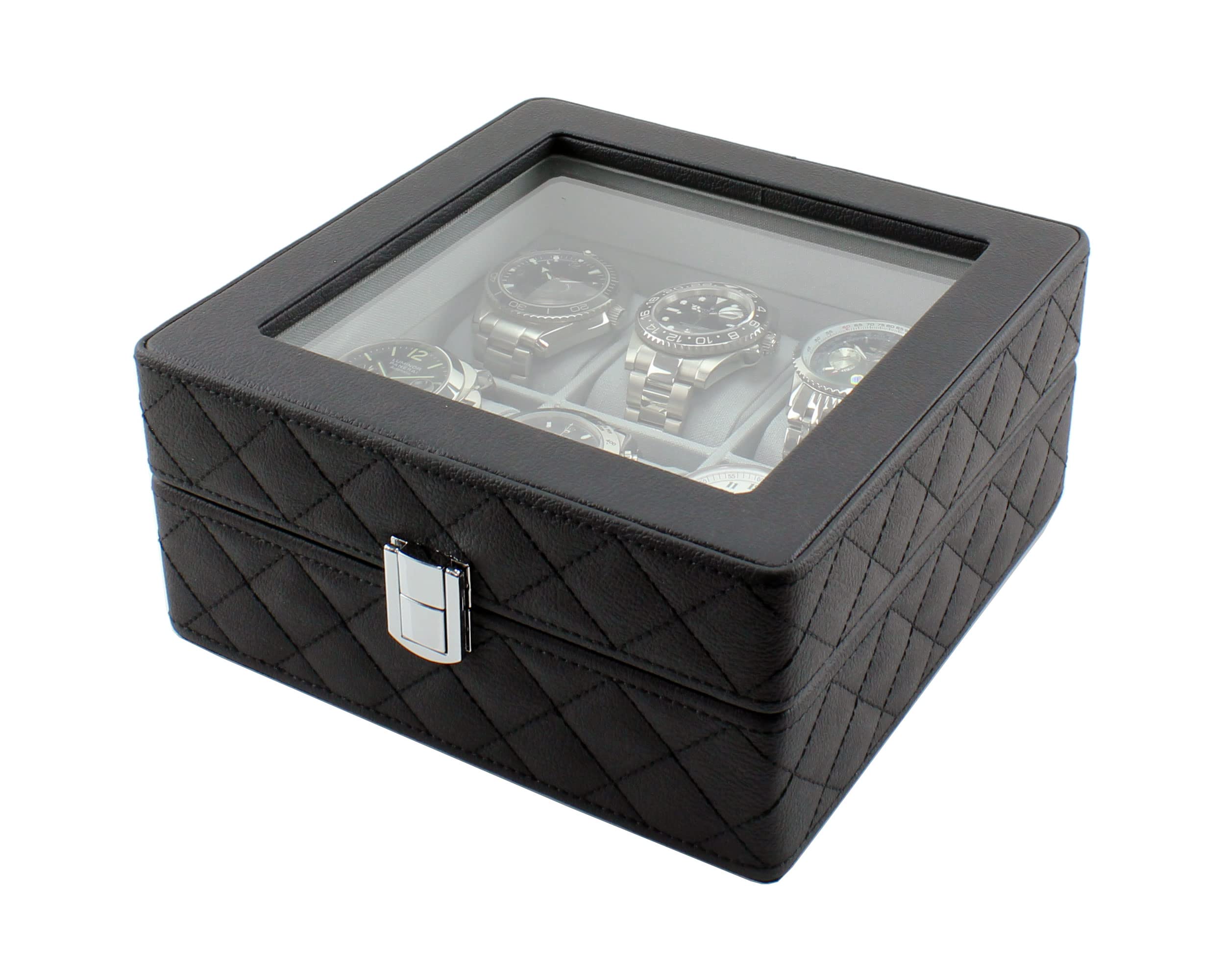 Heiden Monaco Luxury 6-Piece Watch Storage Case - Handcrafted Diamond Stitched Leather Watch Box with Soft Linen Interior, Holds 6 Watches | Perfect for Watch Collectors, Gift Presentation & Travel Storage