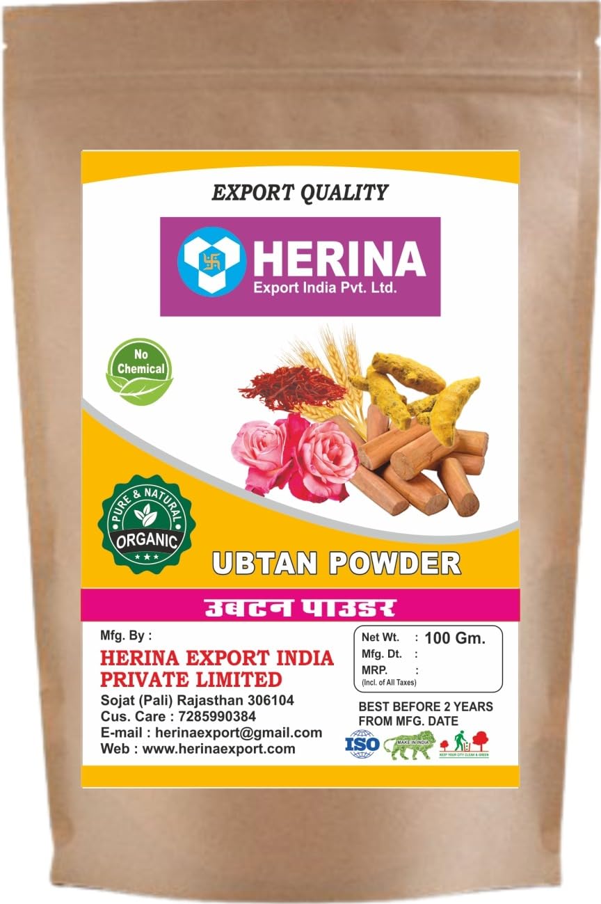 HERINA Export India Pvt. Ltd. Pure Natural Ubtan Powder for Face & Body - 100g | Ayurvedic Skin Brightening & Exfoliating Treatment for Men & Women | Perfect for Daily Glow Routine & Bridal Skincare