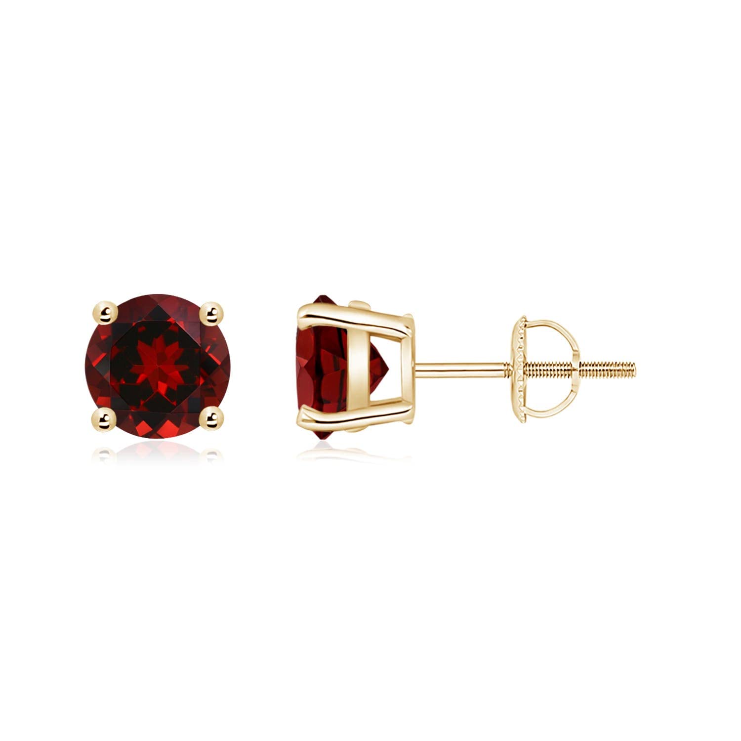 Natural Round Garnet Stud Earrings in Sterling Silver, 14K Solid Gold & Platinum | January Birthstone Jewelry for Women | Birthday, Engagement, Anniversary & Wedding Gift | Perfect for Everyday Wear & Special Occasions