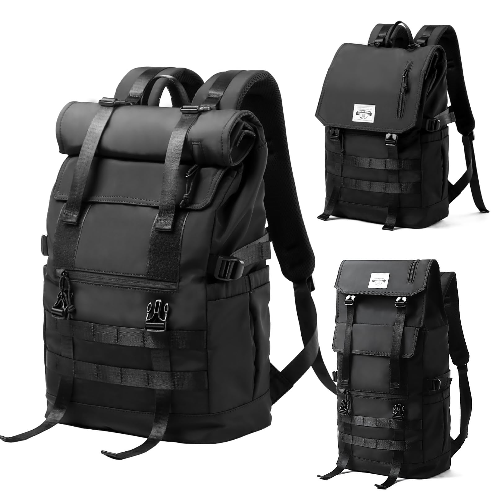 **Men's Expandable Rolltop Backpack - Waterproof 3-in-1 Rucksack Fits 17