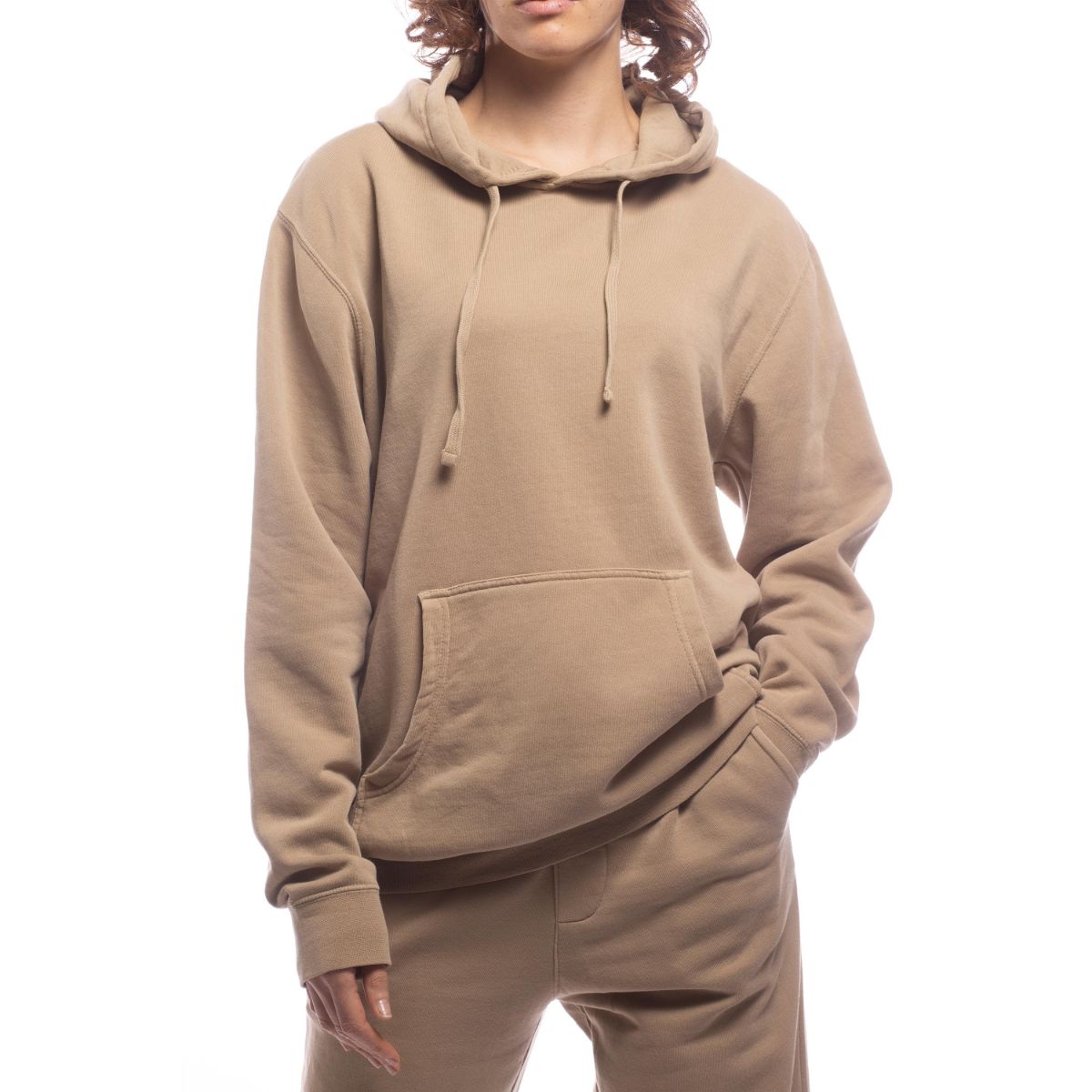 Eco-Friendly Upcycled Relaxed Hoodie in Sand - Sustainable Comfort for Everyday Wear | Perfect for Casual Outings & Lounging