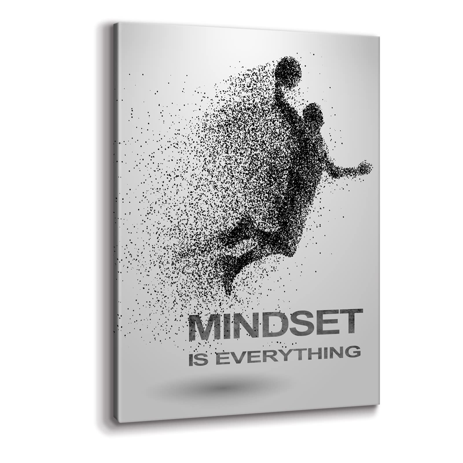Basketball Motivational Wall Art - Mindset Is Everything Canvas Poster for Home & Gym Decor (12x18 in)