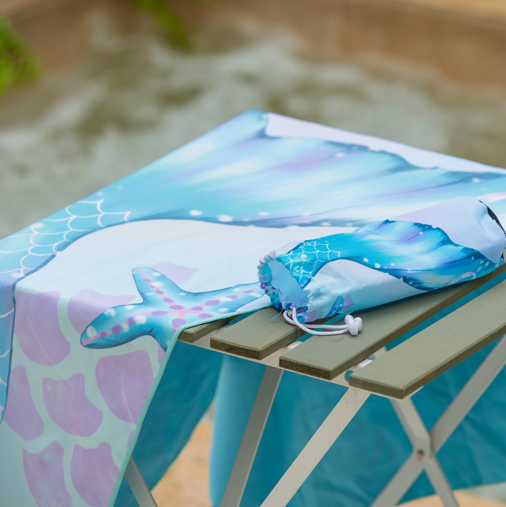 **Mermaid Kids Beach Towel for Girls 30x60 – Sand-Free, Quick-Dry Microfiber Swim Towel – Super Soft & Absorbent – Perfect for Bath, Pool, Travel, Camping – Ideal for Toddlers & Babies**    *(Use Case: Great for beach trips, swimming lessons, family vacations, and outdoor adventures!)*