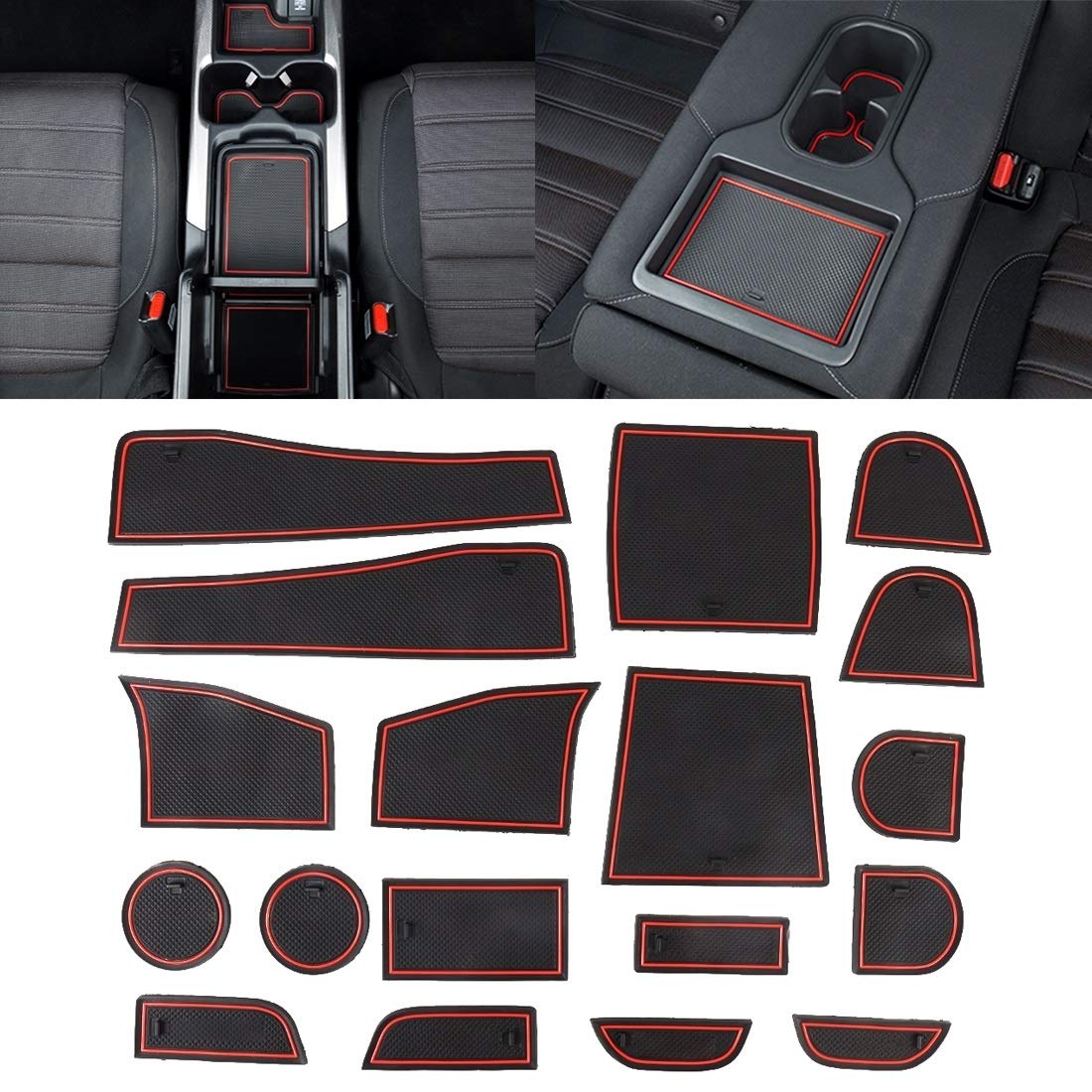 Premium Anti-Slip Car Cup Holder Mats - Red Plastic Interior Door Slot Protectors for Subaru Forester 2013-2018 | Perfect for Preventing Spills & Protecting Vehicle Interior from Scratches