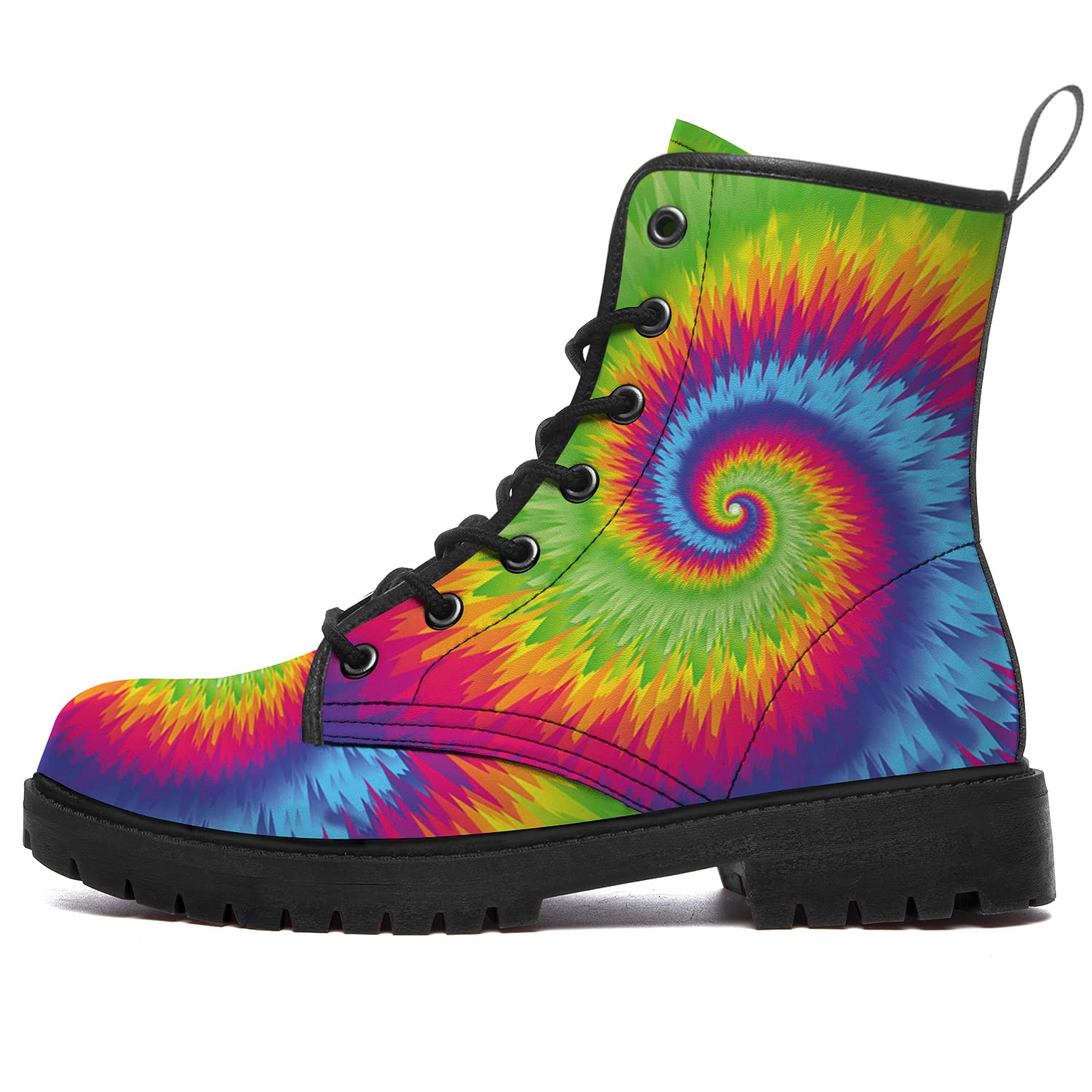 Trendy Tie Dye Combat Boots for Women & Men - Waterproof Anti-Slip Ankle Booties with Classic PU Leather - Perfect for Outdoor Adventures, Music Festivals & Everyday Fashion